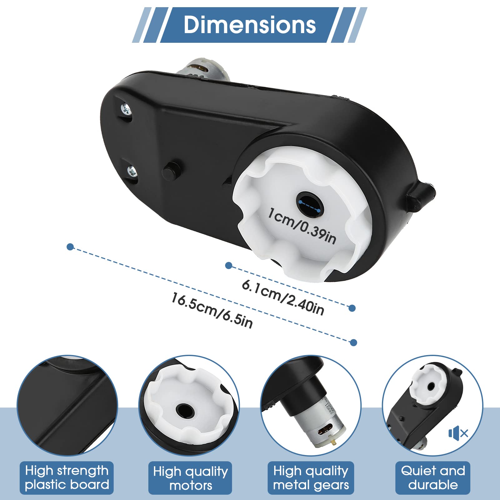 12V 16000Rpm Boîte de Vitesse de Moteur Électrique, Boîte de Vitesse de Voiture d'enfant, boîte de Vitesse de Moteur électrique RS390 pour des Voitures d'enfants(Noir)