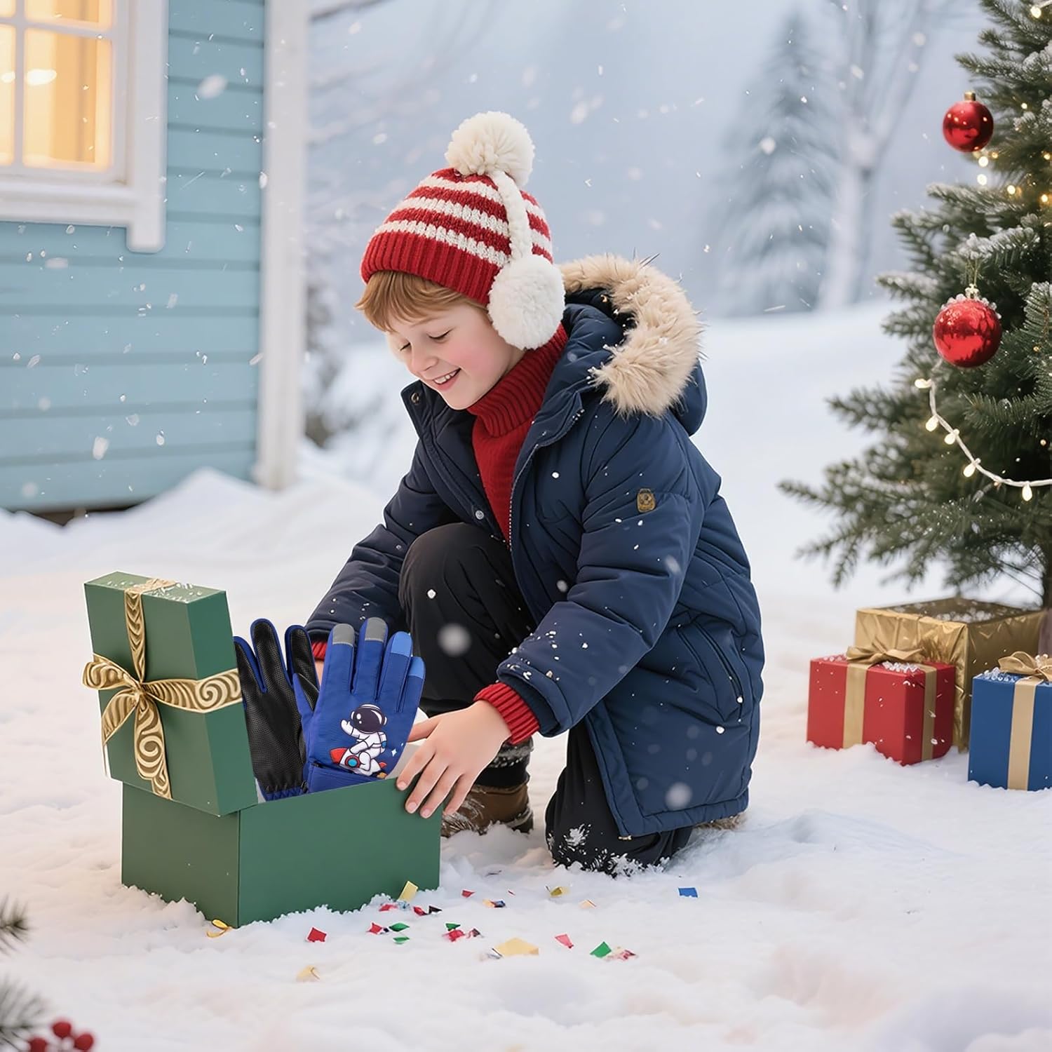 Comfoex Kids Waterproof Ski Gloves Boys Girls Winer Snow Thermal Windproof Snowboard Gloves for Cold Weather - Image 5