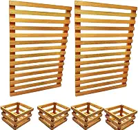 Jardim Vertical Madeira 60 x 40 2 Unid + 4 Cachepots