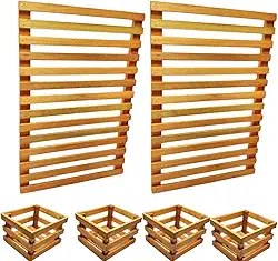 Jardim Vertical Madeira 60 x 40 2 Unid + 4 Cachepots