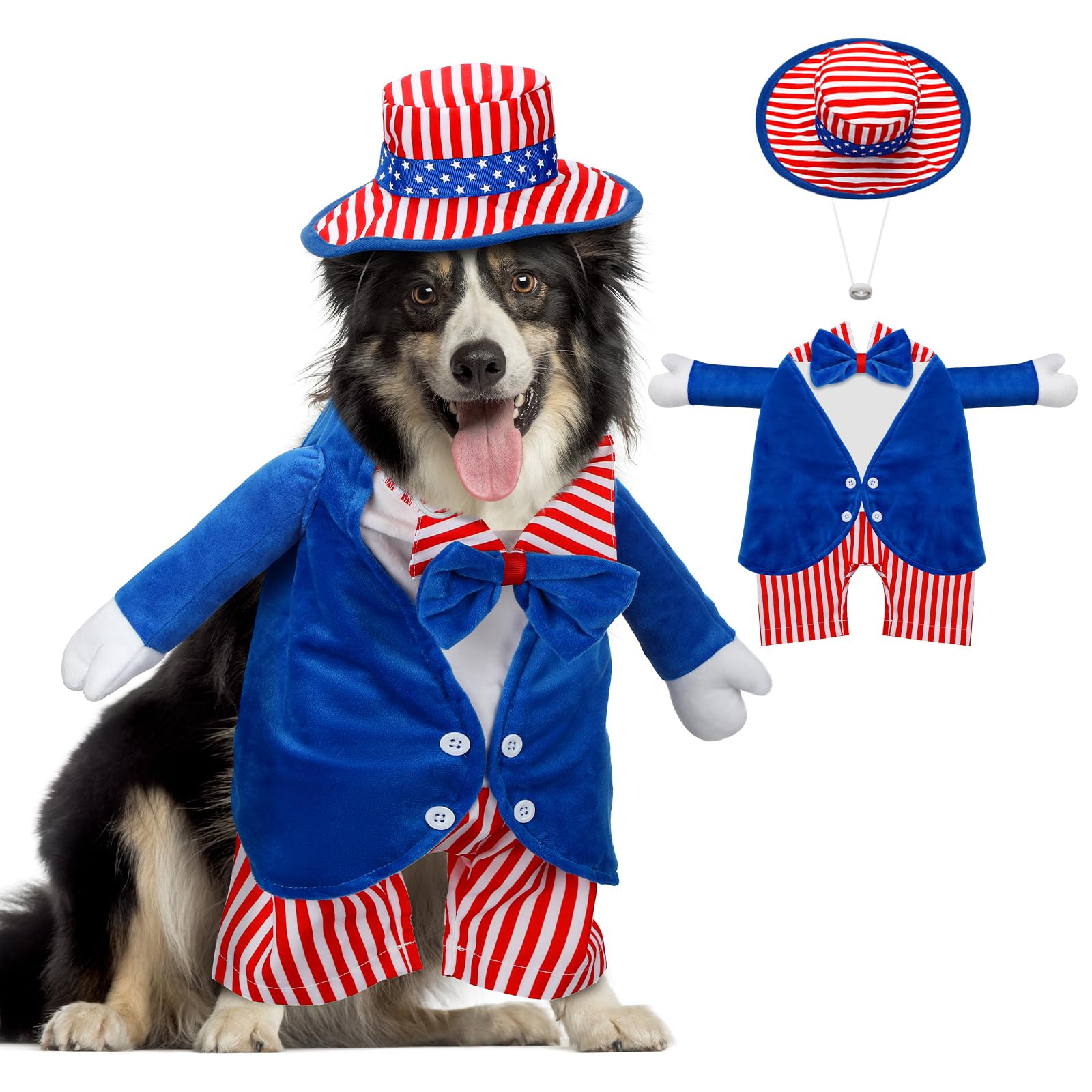 Costume pour animal domestique du 4 juillet Huhumy avec drapeau américain