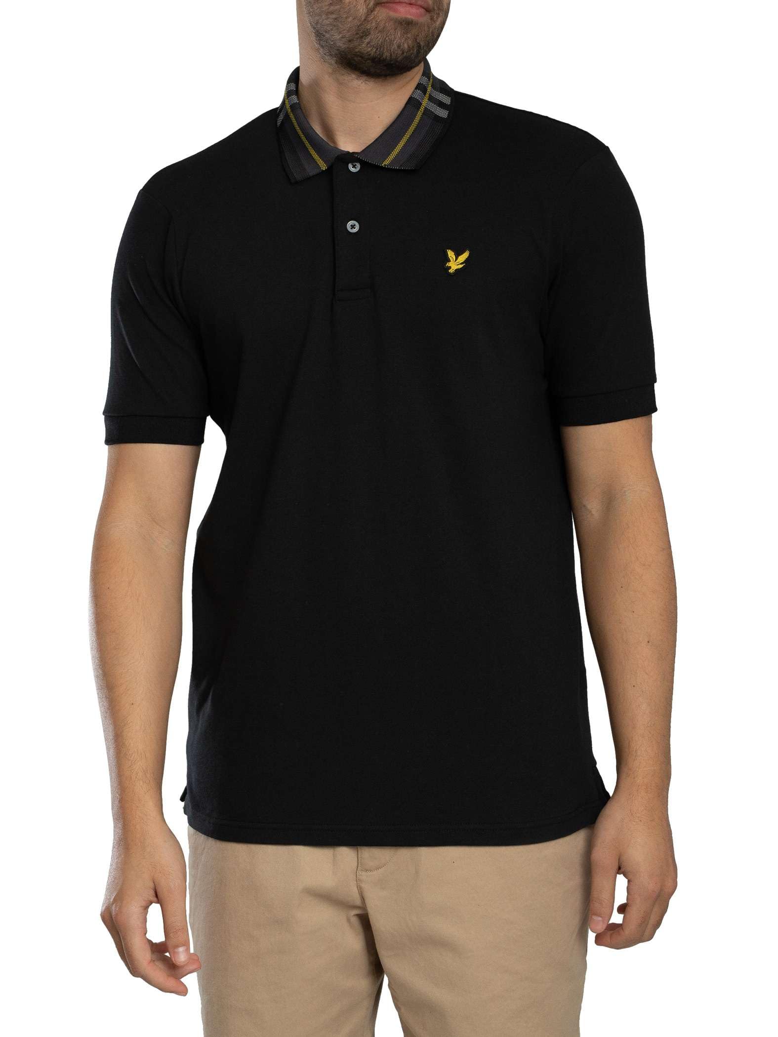 Lyle & Scott SS Polo Shirts Tartan Collar Polo Shirt Z865 Jet Black, XL