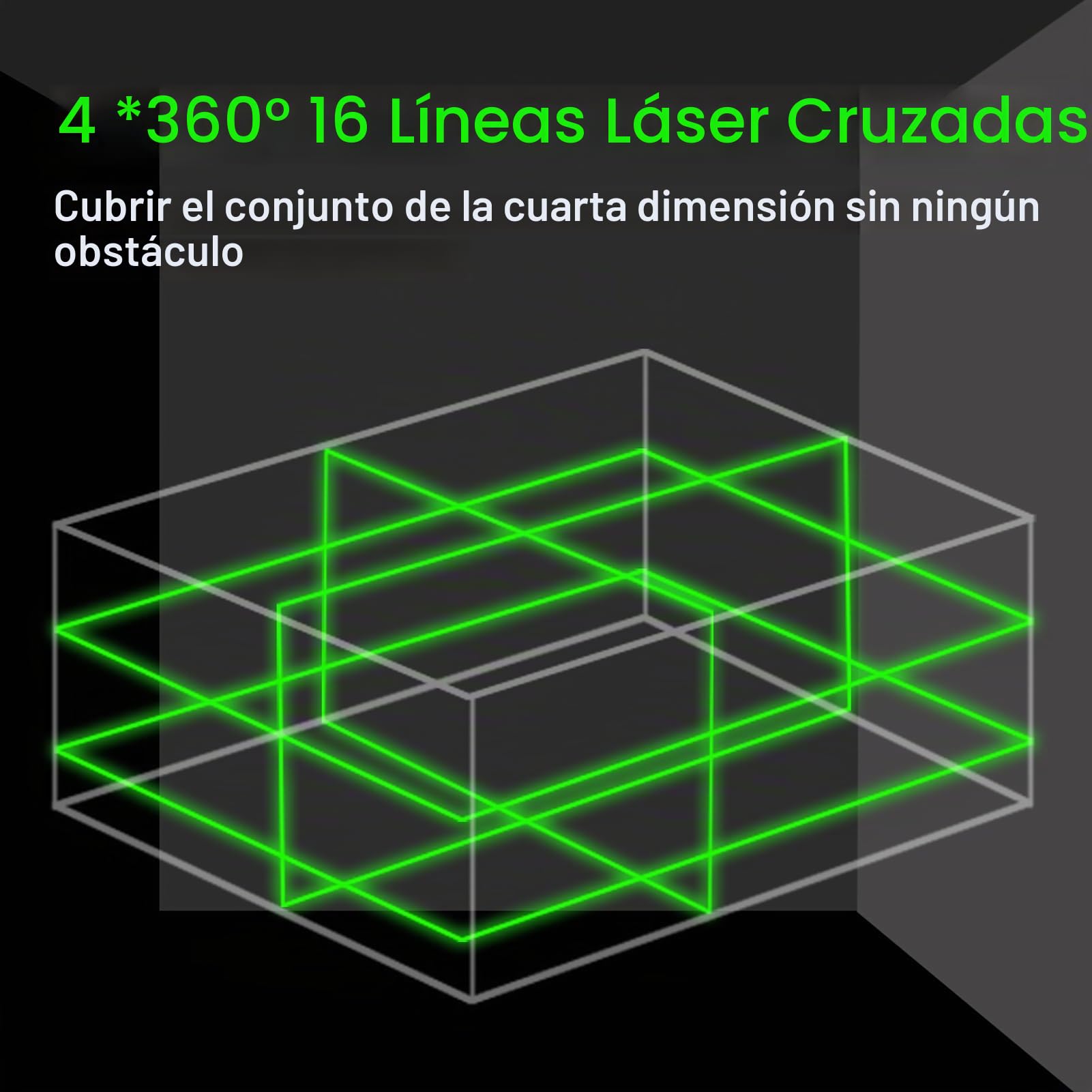 Geevorks Nivel Láser Autonivelante 3°,4D 16 Líneas Laser Nivel Verde,Batería de Litio Recargable USB,con Barra de Extensión de Aleación Ajustable de 1,2 m Alturas de Trípode (Verde, con Trípode)