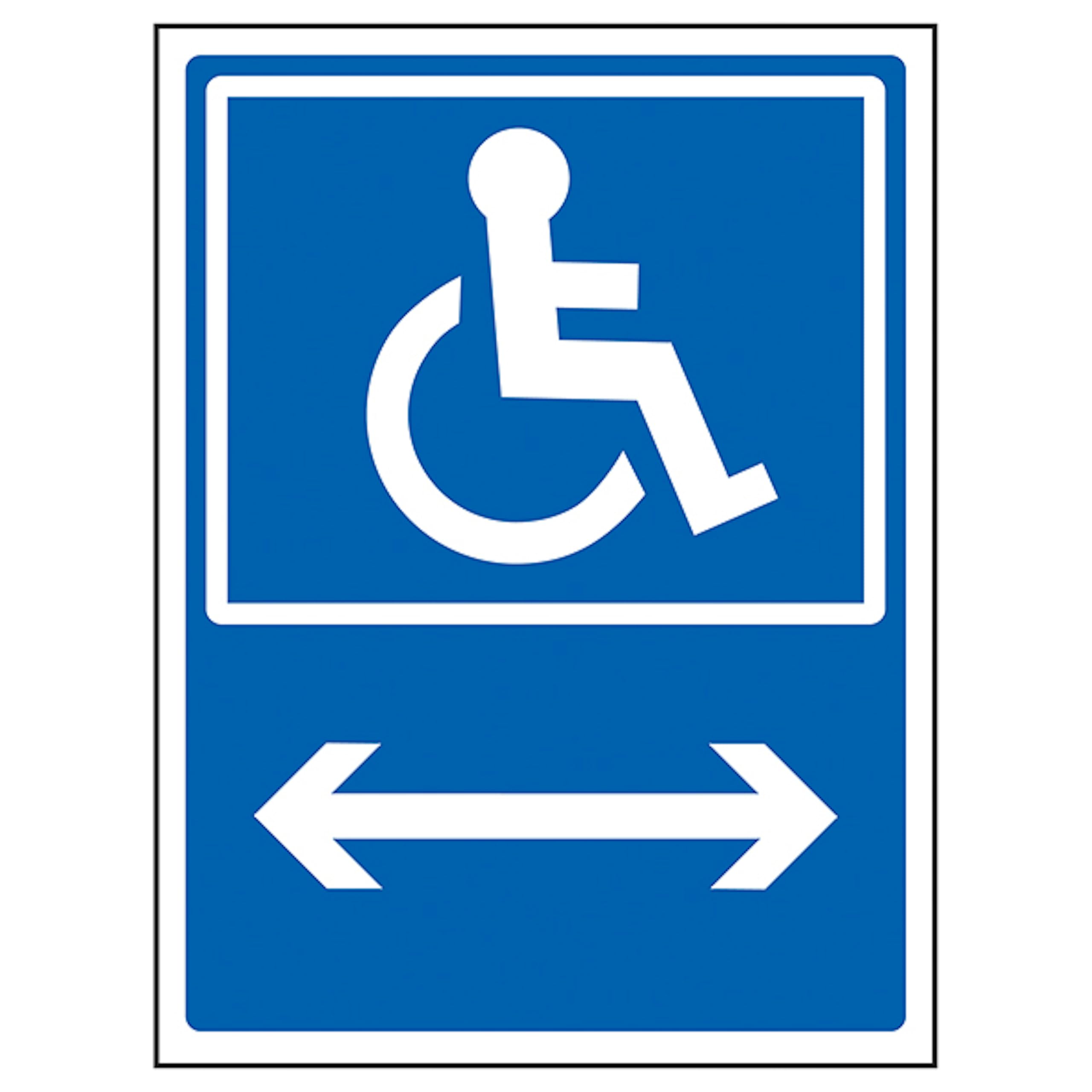 V Safety Disabled Arrows 150 x 200 mm - Blue Rigid Plastic Safety Sign