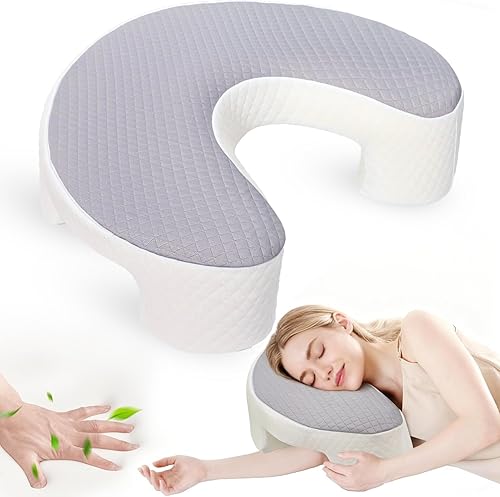 Almohada para Dormir de Lado para Adultos, Almohada Ergonómica de Espuma Viscoelástica con Orificio para el Brazo para Alivio del Dolor de Cuello