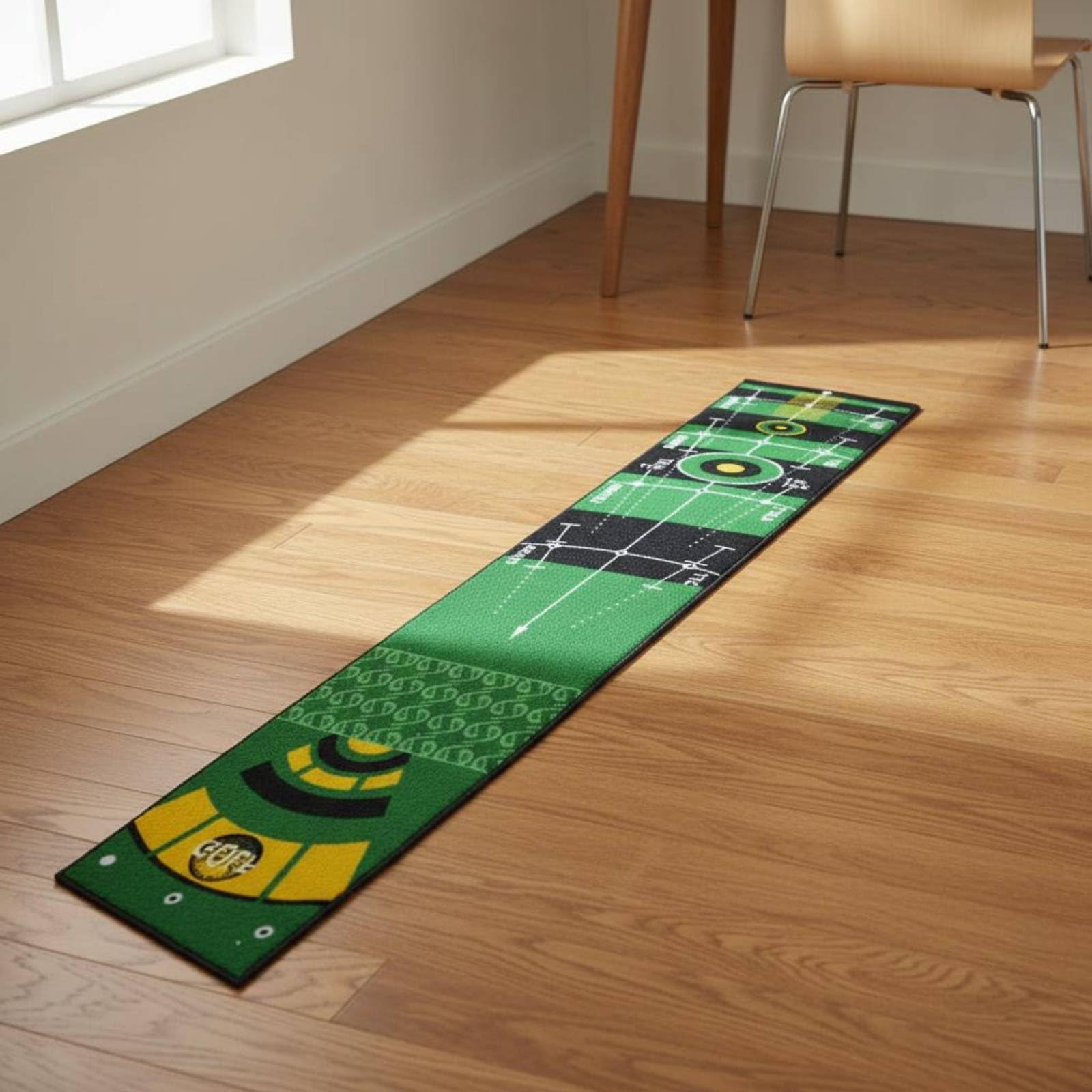 Alfombra de Entrenamiento de Golf Tapete de Putt Estera de Práctica Green Interior Exterior con Marcaciones de Distancia Fibra Poliamida