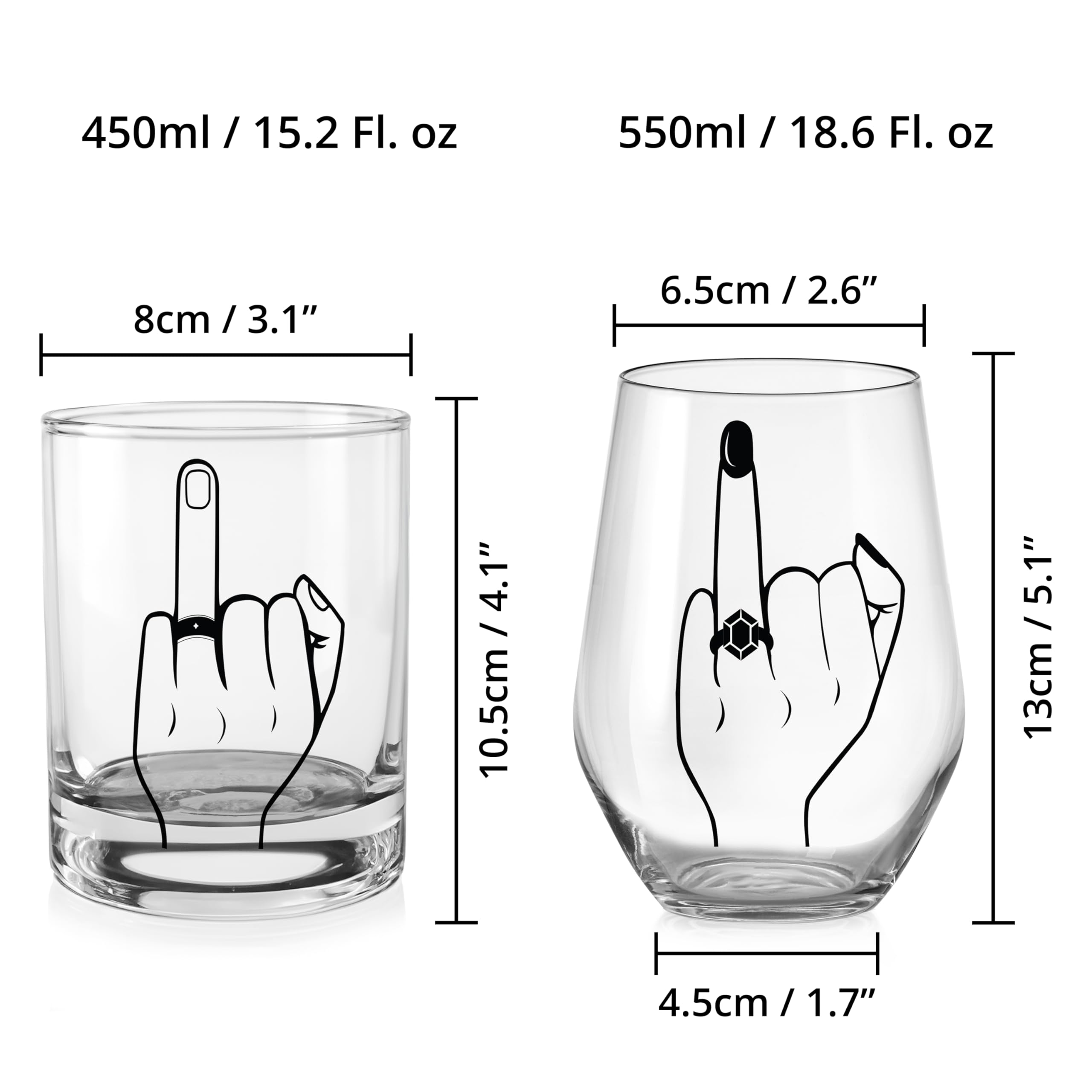 Winter Shore Geschenk zur Verlobung Whiskey- & Weinglas Hochzeit Set [2er-Pack] - 450 ml & 550 ml Verlobungsgeschenk Glas, Lebensmittelecht & BPA-Frei - Jubiläums- & Hochzeitsgeschenke für Brautpaar
