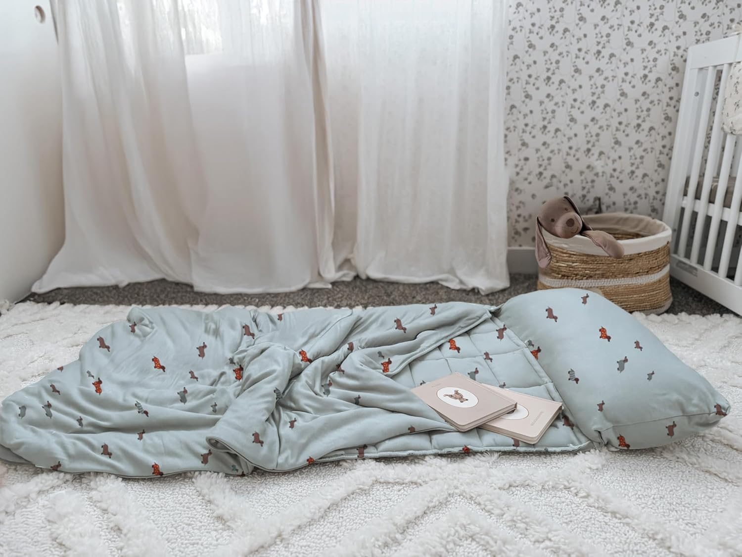 gunamuna Nap Mat for Kids, Soft Toddler Sleep Mat with Zippered Blanket, Pillow & Extra Padding, Washable, 1.0 TOG, Perfect for Daycare & Preschool, 54" x 27"