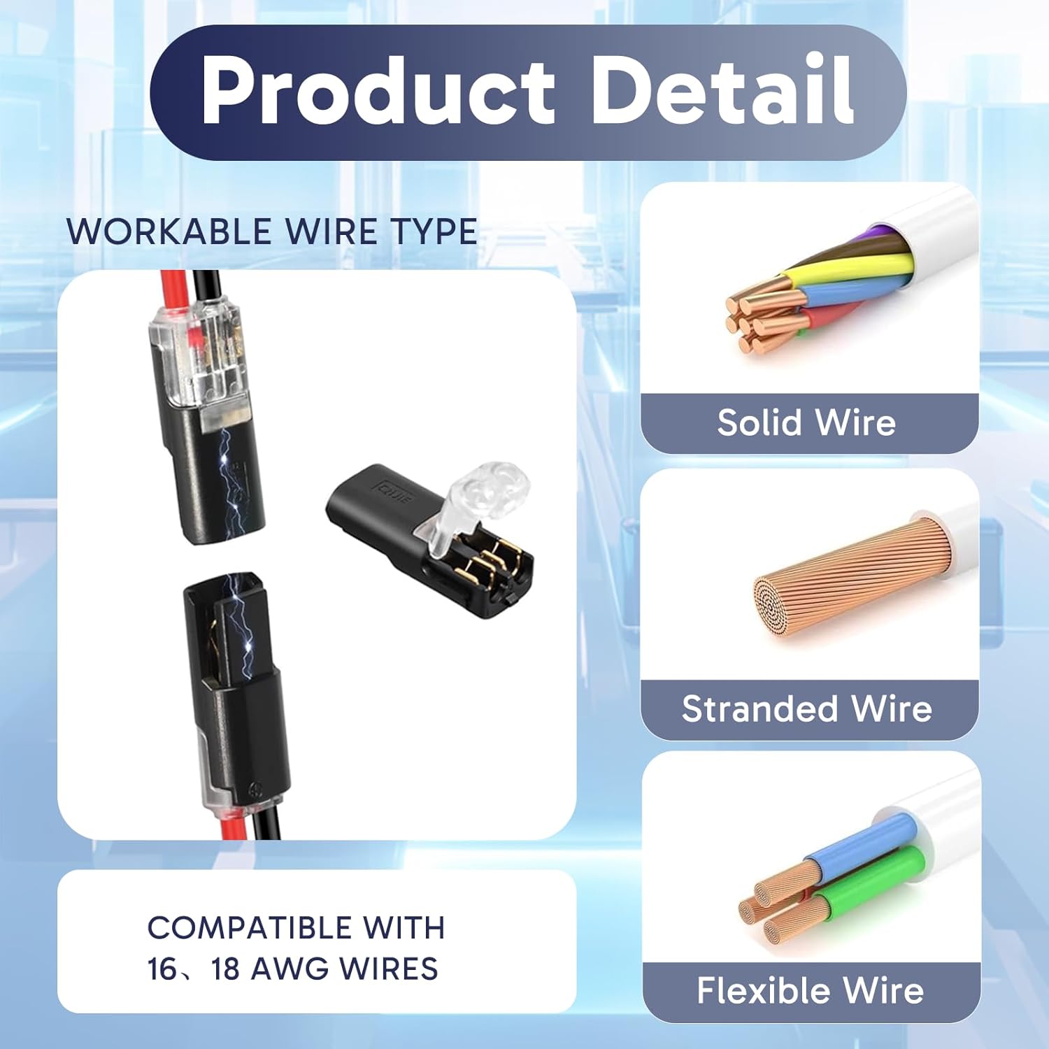 50 Pcs Double Wire Plug in Connector with Wire Stripper Tool, Double-Wire Plug-in Connector LED Light Strip Connectors 2 Pin Quick Lock Electrical Connectors for DIY Projects, LED Lights