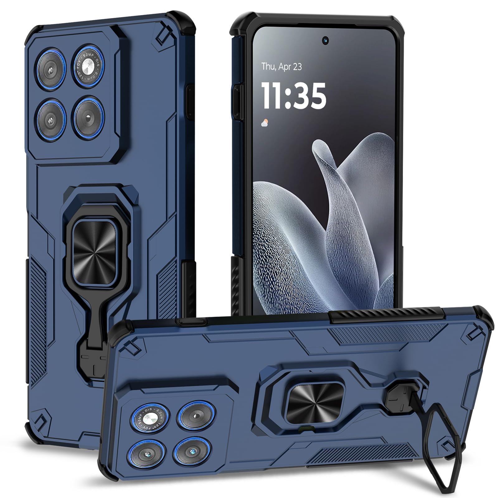 Funda para Samsung Galaxy A13 4G con Cristal Templado Protector Pantalla, Carcasa Antigolpes con Soporte anular metálico, Case Protectora de Grado Militar, Negro — view 216