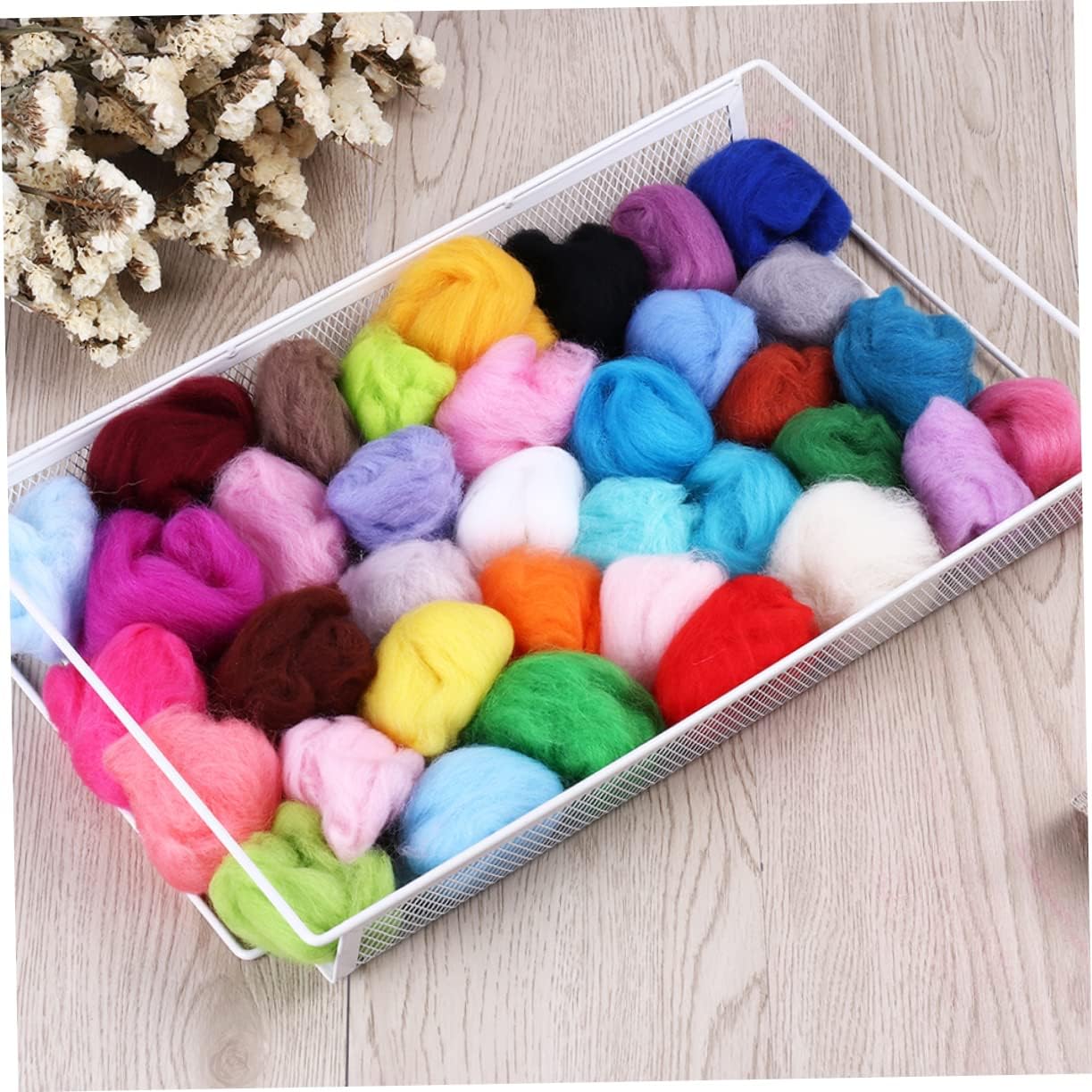 NUOBESTY 1set Colors Wool Felt Crafting Kit Assorted Wool for Needle and Wet Felting Crafts Multi-Color Yarn for Creative Projects for Beginners