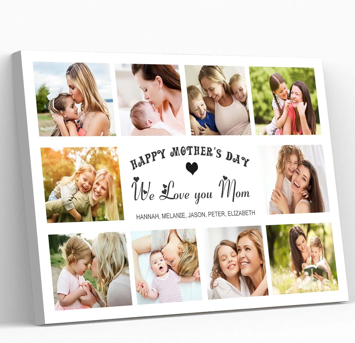 QUASMO A collage of 10 photographs,Mom Editable photo collage Printable Personalized gift for Mom Editable Mother's Day wall art photo print We love you mom Photo gift,