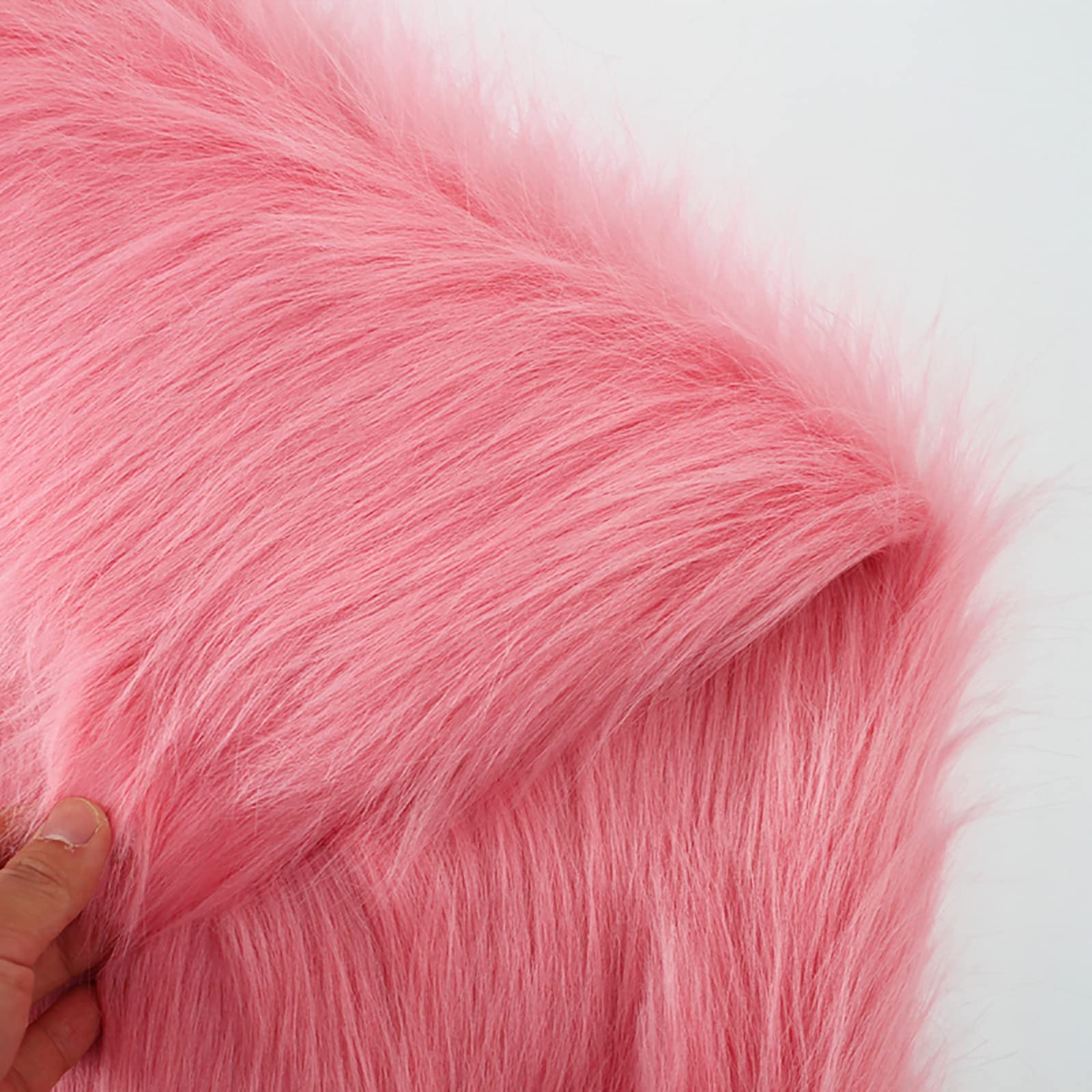Yimihua Long pile faux fur material Faux fur fabric fluffy fabric plush fabric for Costume Fashion Rugs Props Backdrops Cosplay Chair decoration 150cm*50cm(Color:pink)