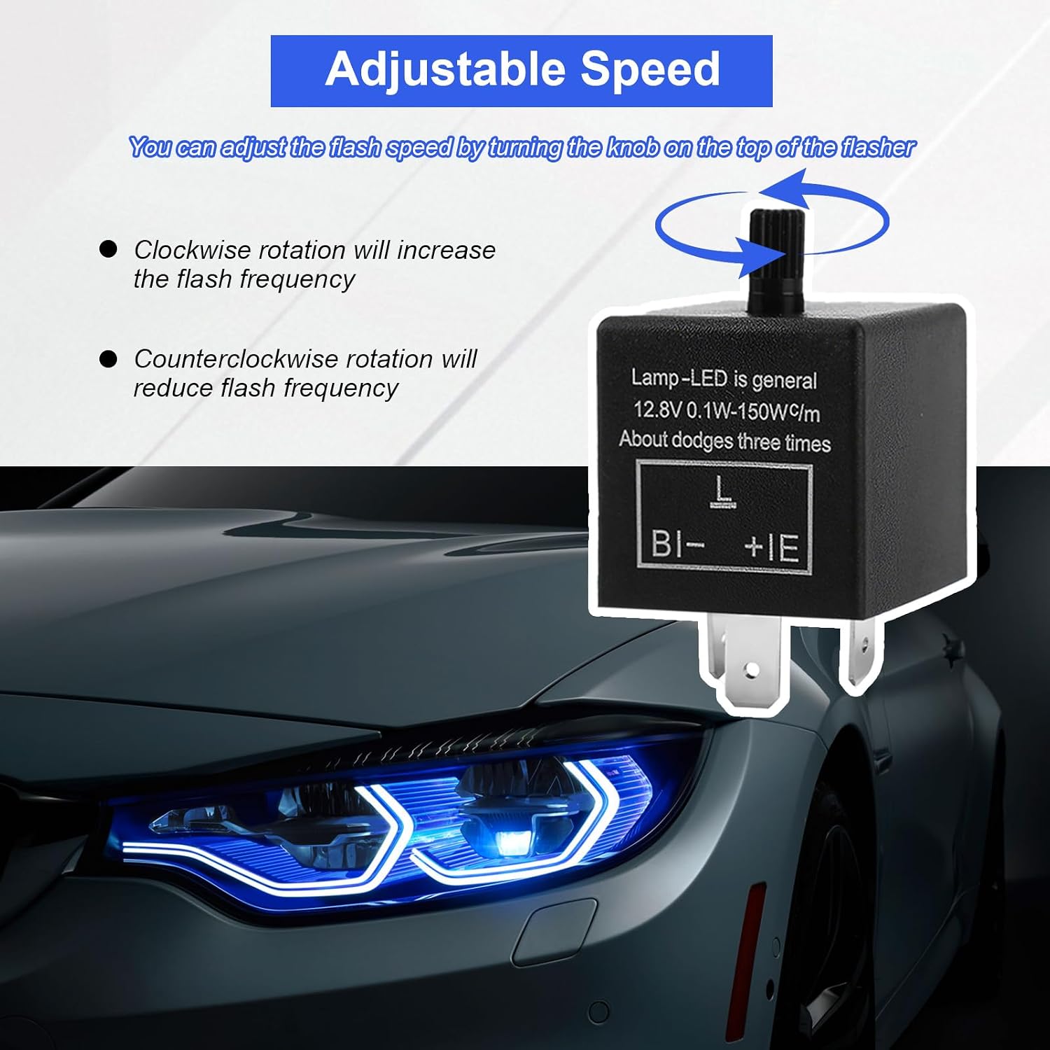 CF14 LED Electronic Flasher Relay,3-Pin 12V Adjustable Turn Signal Relays,Fix Hyper Flash&Hazard Warning for Cars,Trucks,Motorcycles,Anti-Short Circuit Design,Plug&Play Installation (Adjustable CF14)