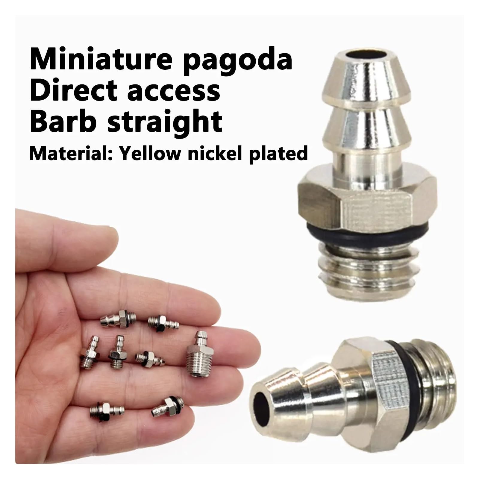 10 Stück 2 mm, 3 mm, 4 mm, 6 mm, 8 mm Außendurchmesser Luft- und Pneumatikschläuche auf M3-, M4-, M5- und M6-Außengewinde-Schlauchverschraubungen (Pagodenkupplung), kupfervernickelt(M-5AU-8)