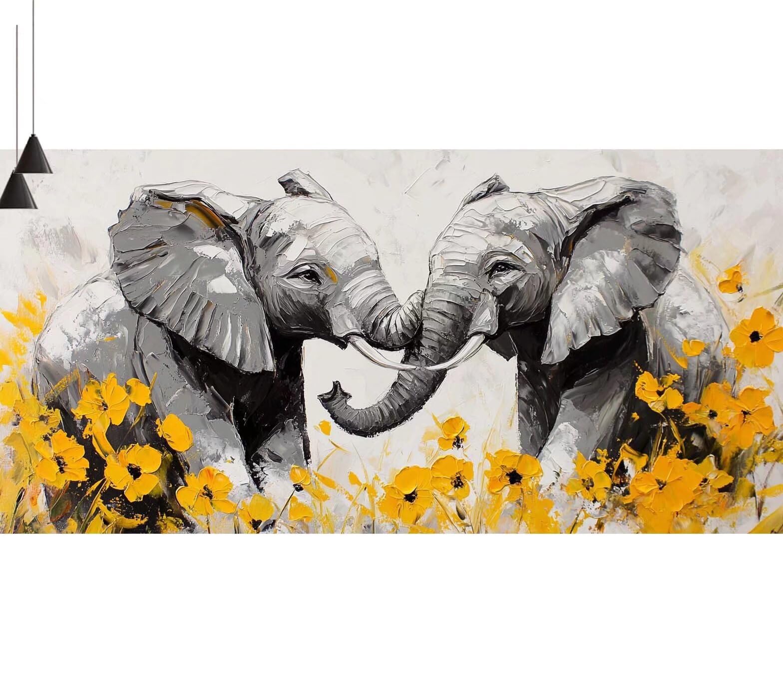 Dipingere con i Numeri per Adulti Bambini, Paint by Numbers con Pennelli Pittura a Pigmento Acrilico, Fai Da Te pittura di Numeri Kit Decora la casa Regalo (Senza Cornice)- Elefante 90x260cm V-718