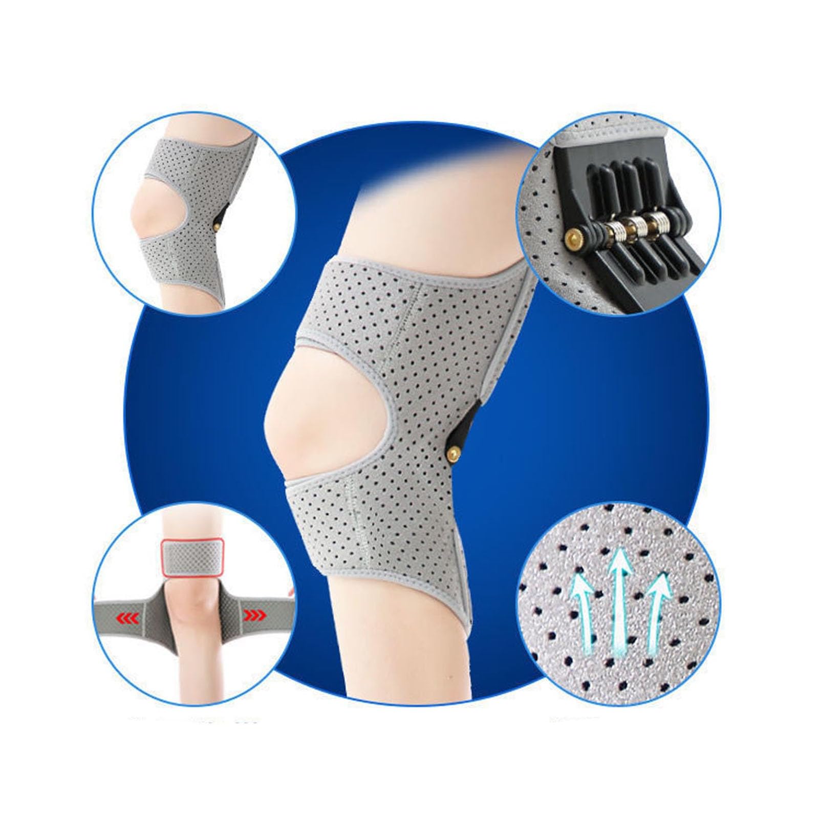 Dispositivo de asistencia de rodilla, refuerzo de protección de rodilla, inmovilizador de rodilla, soporte de articulación de refuerzo de rodilla estabilizador de resorte (2Pcs,Gray)