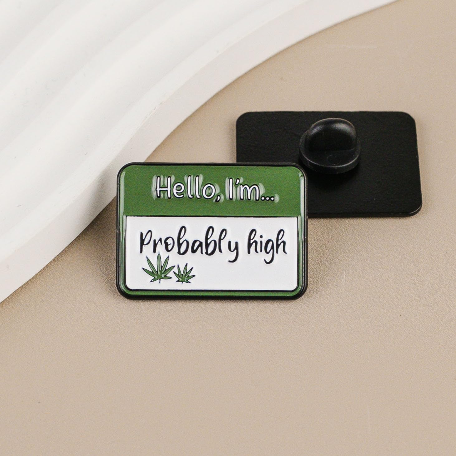 Hello I’m Probably High Enamel Pin, Stoner Cannabis Pin Brooch, Marijuana Smoker Badge Brooch, Smoking Weed Lapel Badges, Funny Gift For 420 Smoker Weed Lover, Blunt Addict Decorative Jewelry Accessories