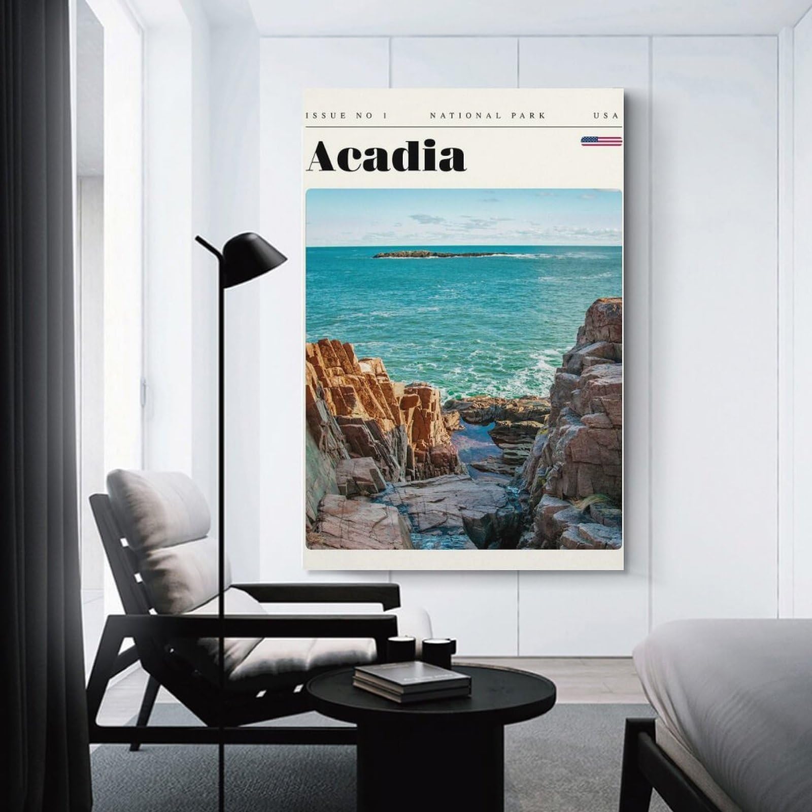 Junmoney Room Decor Wall Art Acadia National Park Travel Art, 20x30inch(50x75cm), for Home Lounge, Bedroom Or Reading Nook, Eye Catching Artwork for Blank Walls
