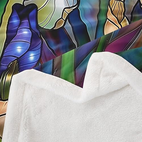 Miniatura 5 de Manta de franela de flores campestres, acuarela morado floral para dormitorio, sala de estar, forro polar suave y acogedor, manta moderna abstracta