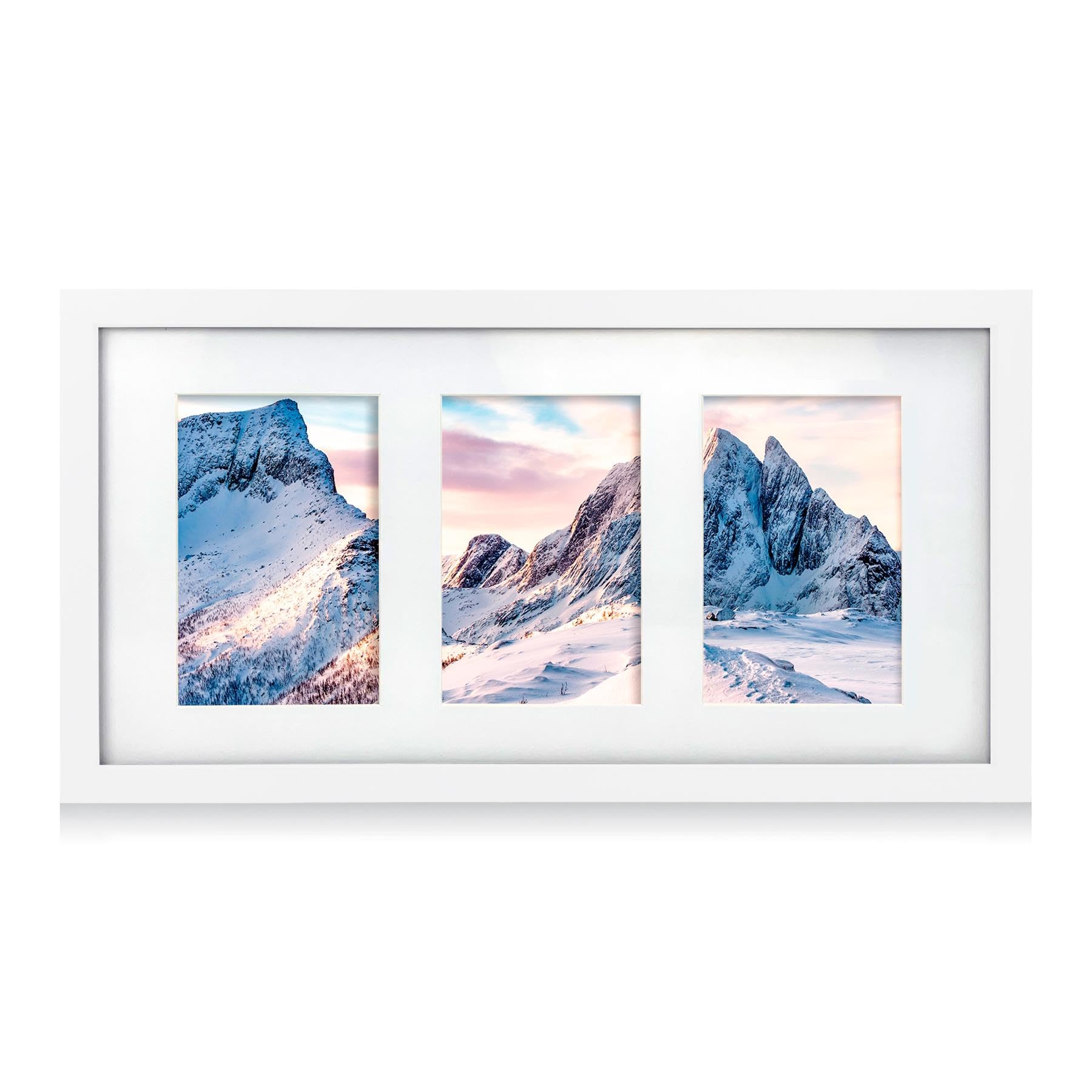 Innoteck White Essentials Mdf Photo Frame 6" X 4" - Collage Gallery Photo Frame With Three Openings - Horizontal Or Vertical - Unique & Multi-Functions Design Of Wall Hanging Frame Size 6