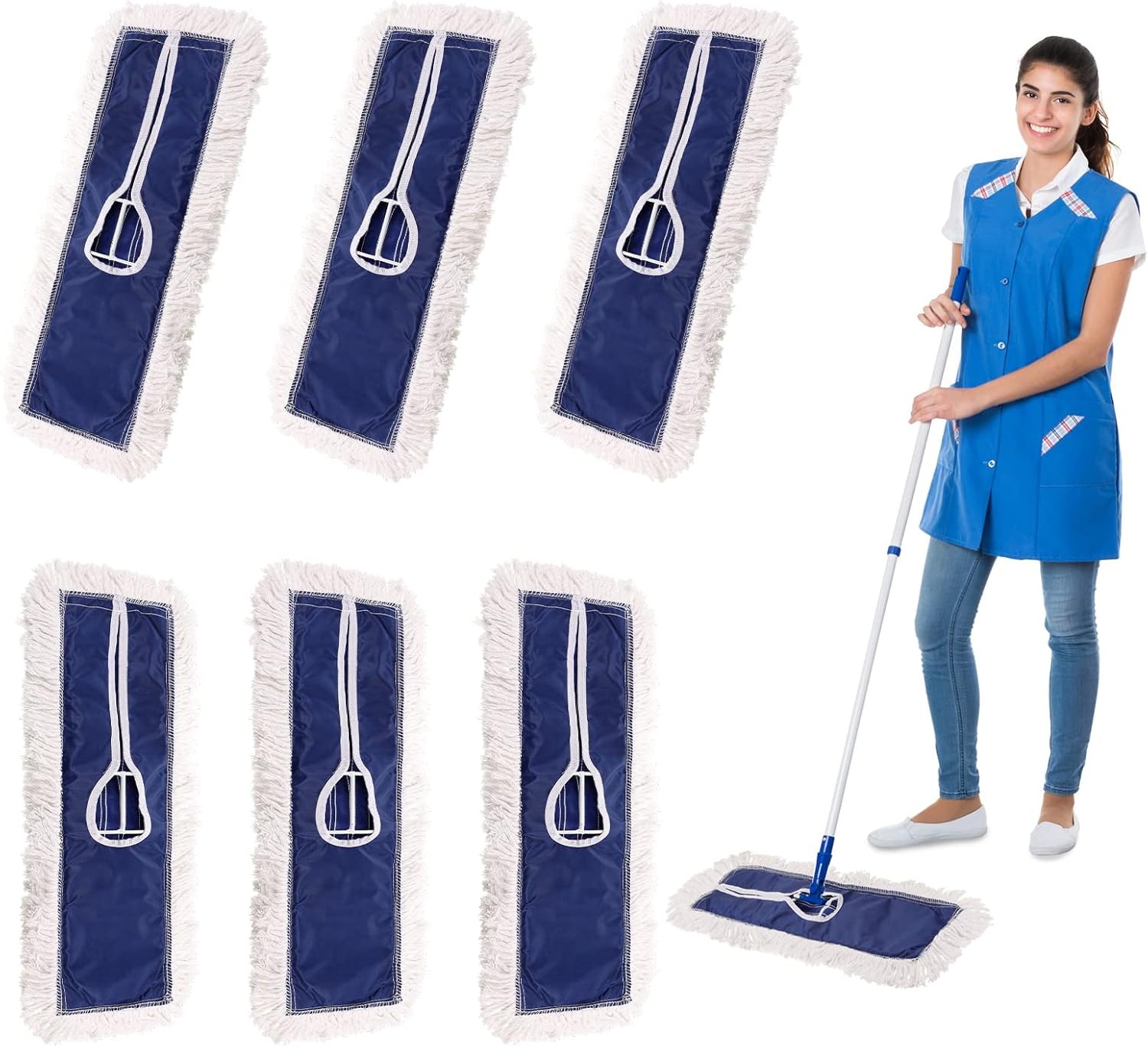6 Pieces Cotton Floor Dust Mop Heads Refill Commercial