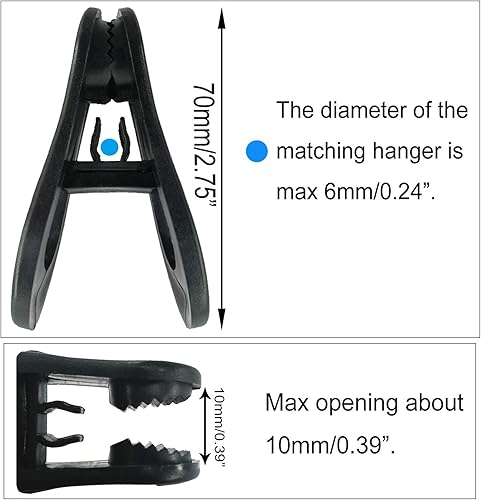 Miniatura 4 de Paquete de 30 clips de colgador, clips multiusos para perchas, clips negros para colgar ropa de plástico, clips para colgar pantalones