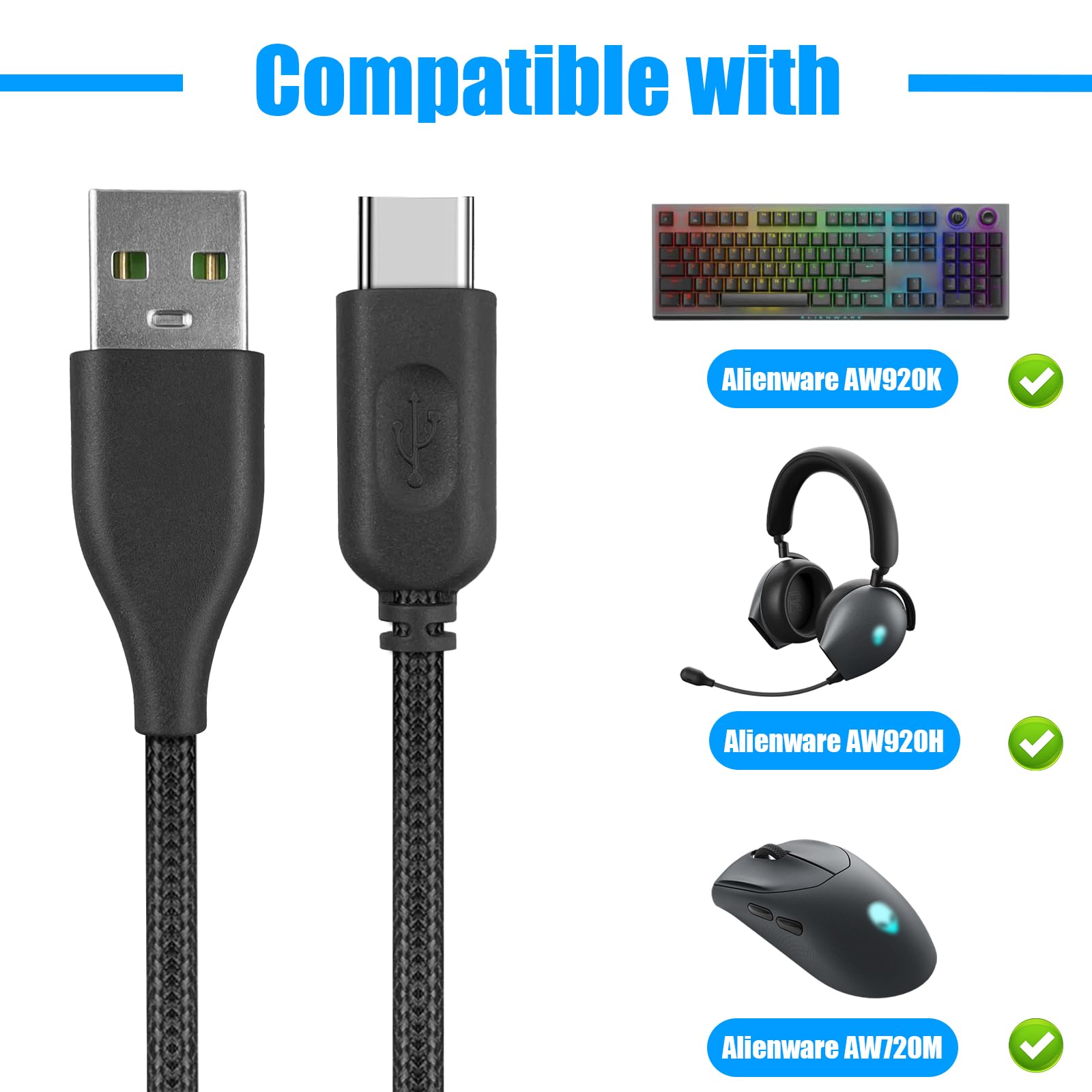 Snapklik.com : REEYEAR USB Charger Cord Fits For Alienware AW720M Tri ...