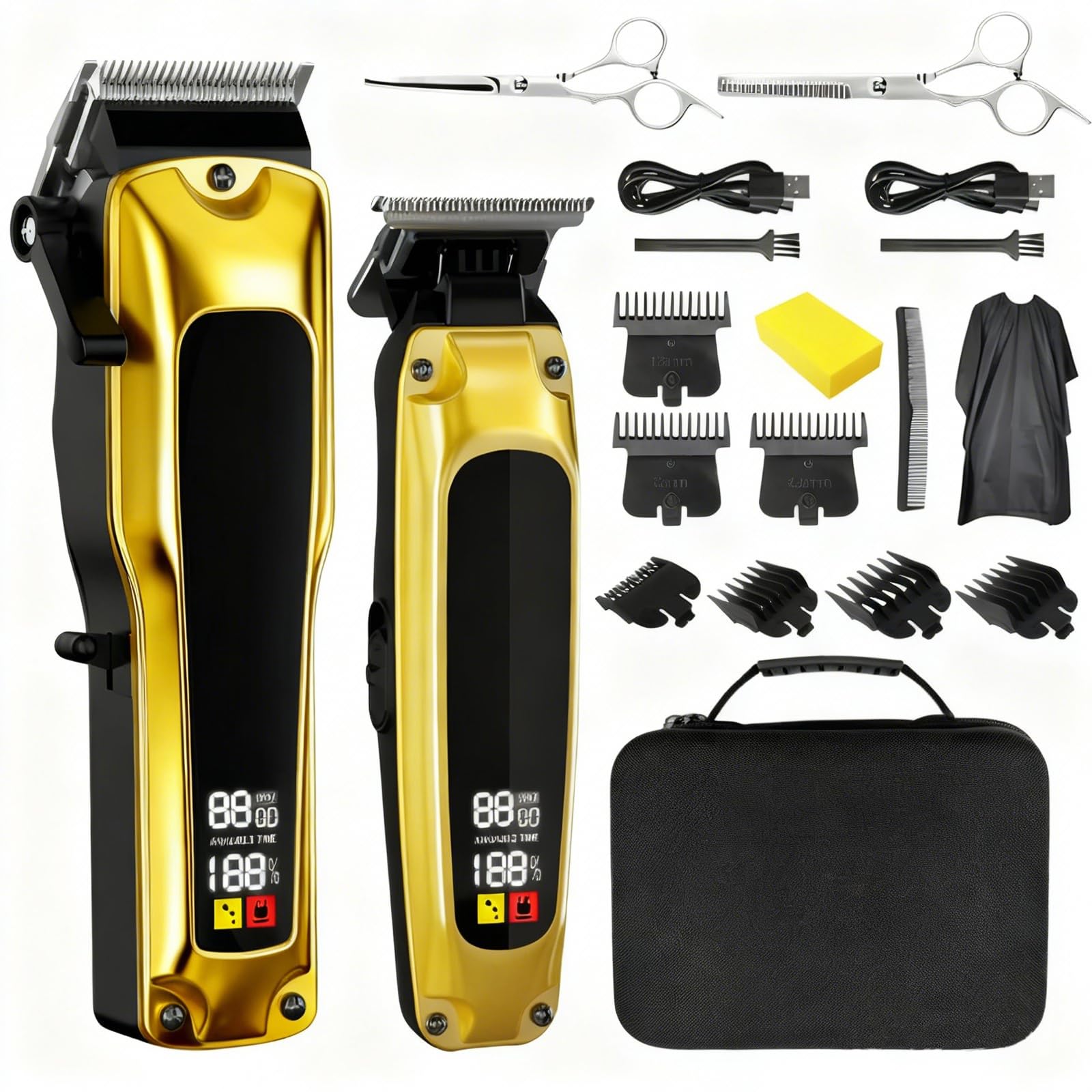 Hair Clippers for Men Professional, Cordless Clippers for Hair Cutting, Zero Gap Trimmer, Mens Clippers and Trimmers Set, Hair Clipper Set &Barber Kit with Case, Scissors and Apron, Mens Gifts