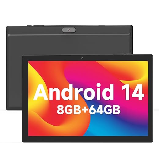 Android Tablet 10 Inch Tablet, 64GB Storage Tablets, Android 11 Tablet, 512GB Expand, 8MP Camera, Quad-Core Processor 2GB RAM WiFi 6000MAH Battery 10.1'' IPS HD Touch Screen Google Tableta (Black Tab)
