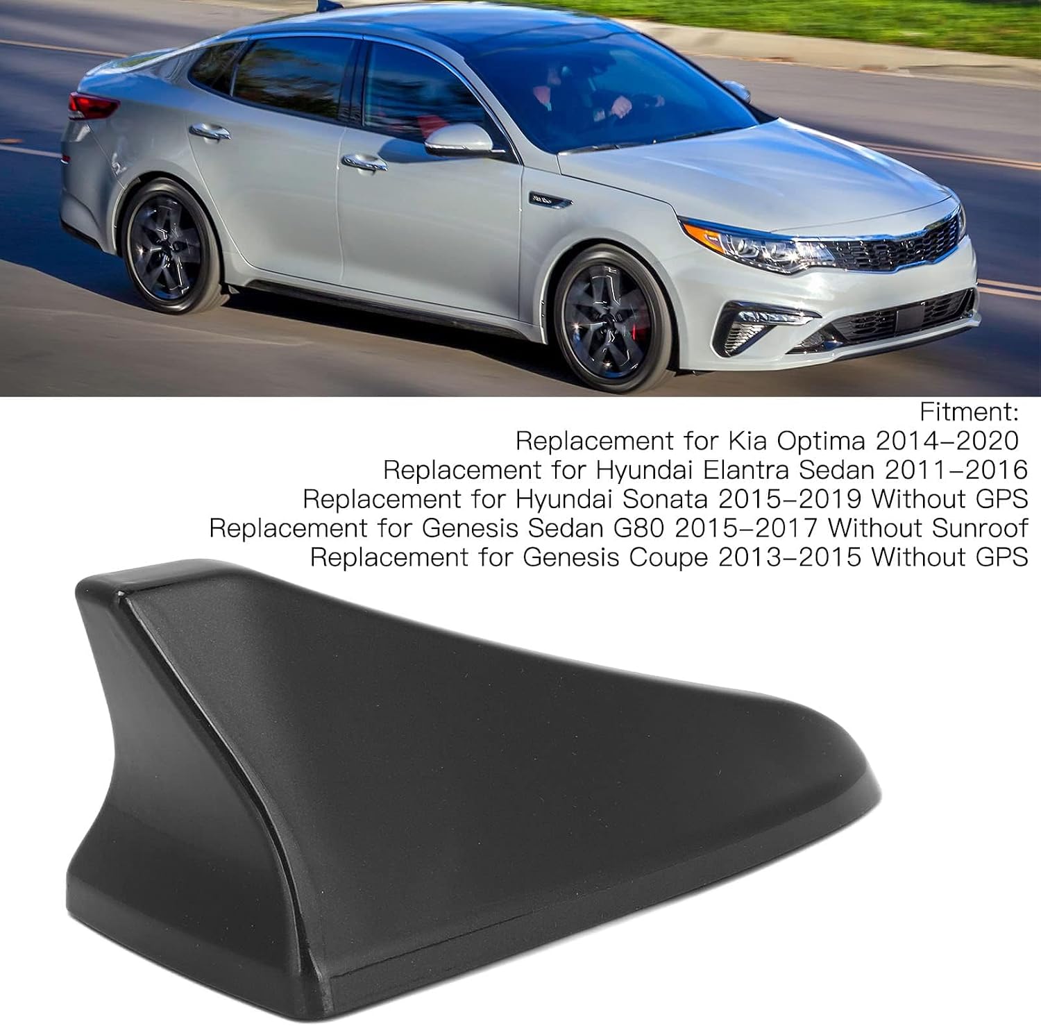 Antenna Cover for Optima,Car Shark Fin Antenna Cover 96219 D5000EBQK Roof Aerial Base Replacement for Optima 2014-2020,Elantra Sedan,Sonata(Grey)