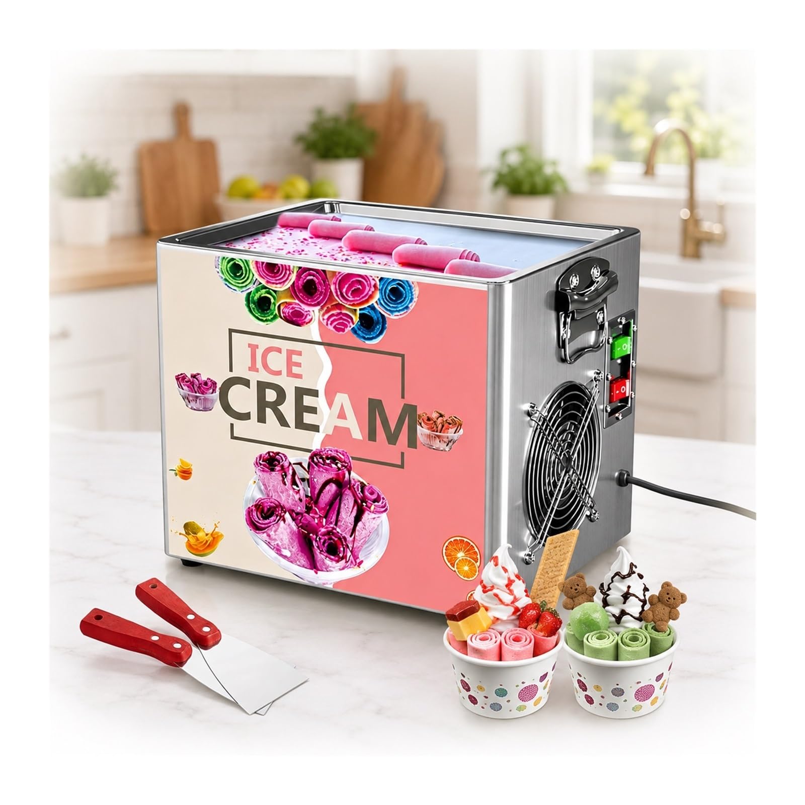 Stir-Fried Yogurt,Ice Cream Roll Machine,Electric Countertop Dessert Maker