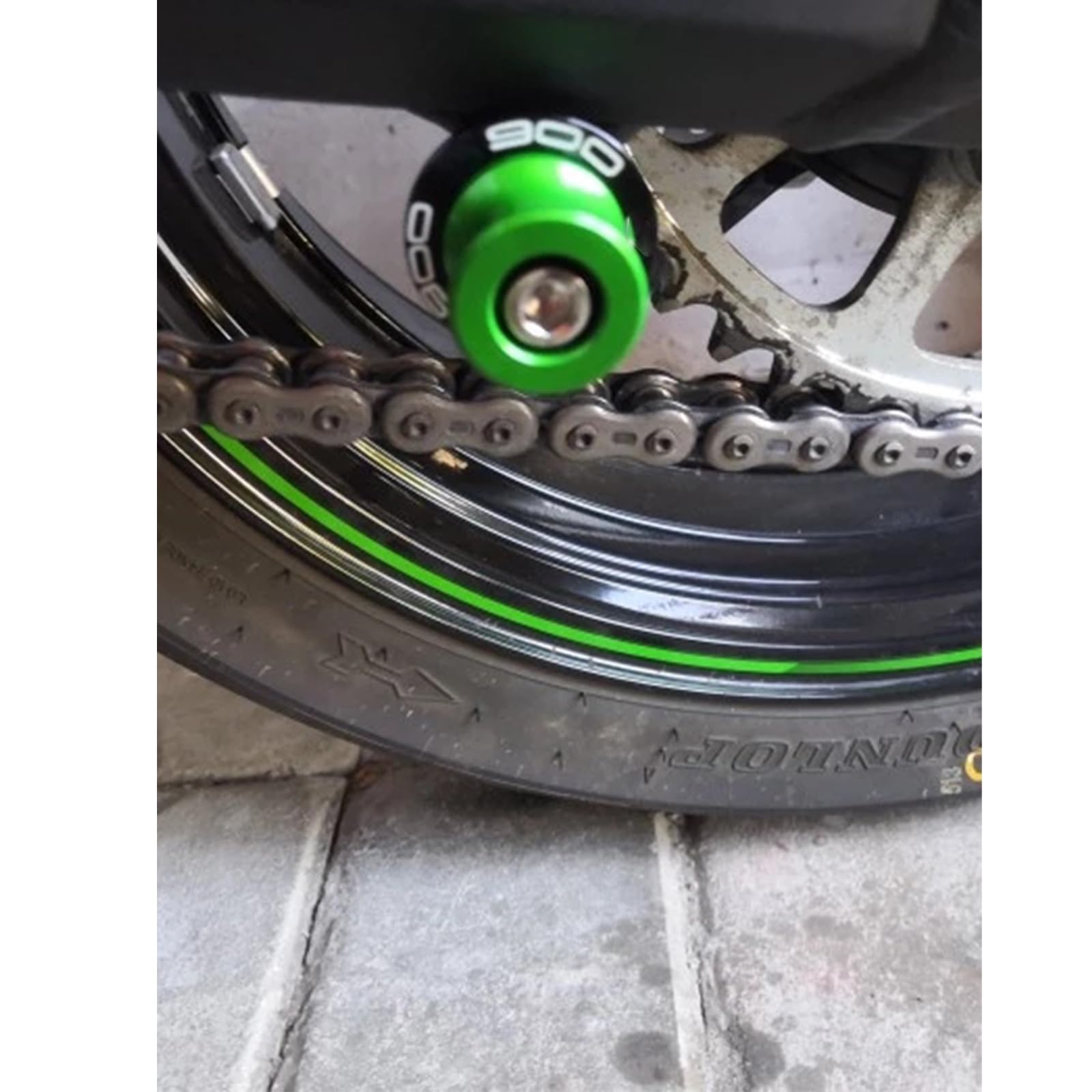 Per Kawasaki Z900 Z 900 2017-2020 2021 2022 2023 Accessori Moto Alluminio CNC M8 Nottolini Forcellone Slider Bobine Viti (Verde)