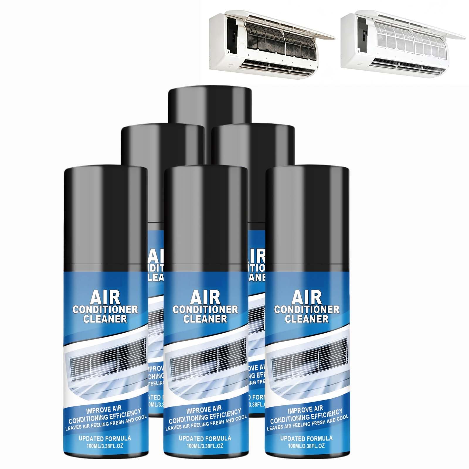 Mehrzweck-Klimaanlagen-Reinigungsspray, Weichschaum-AC-Spulenreiniger Für Innen-AC-Inneneinheit & Filter, Entfernt Tief Staubflecken & Unangenehme Gerüche, Universal Fit Für Split Central. (6PCS)