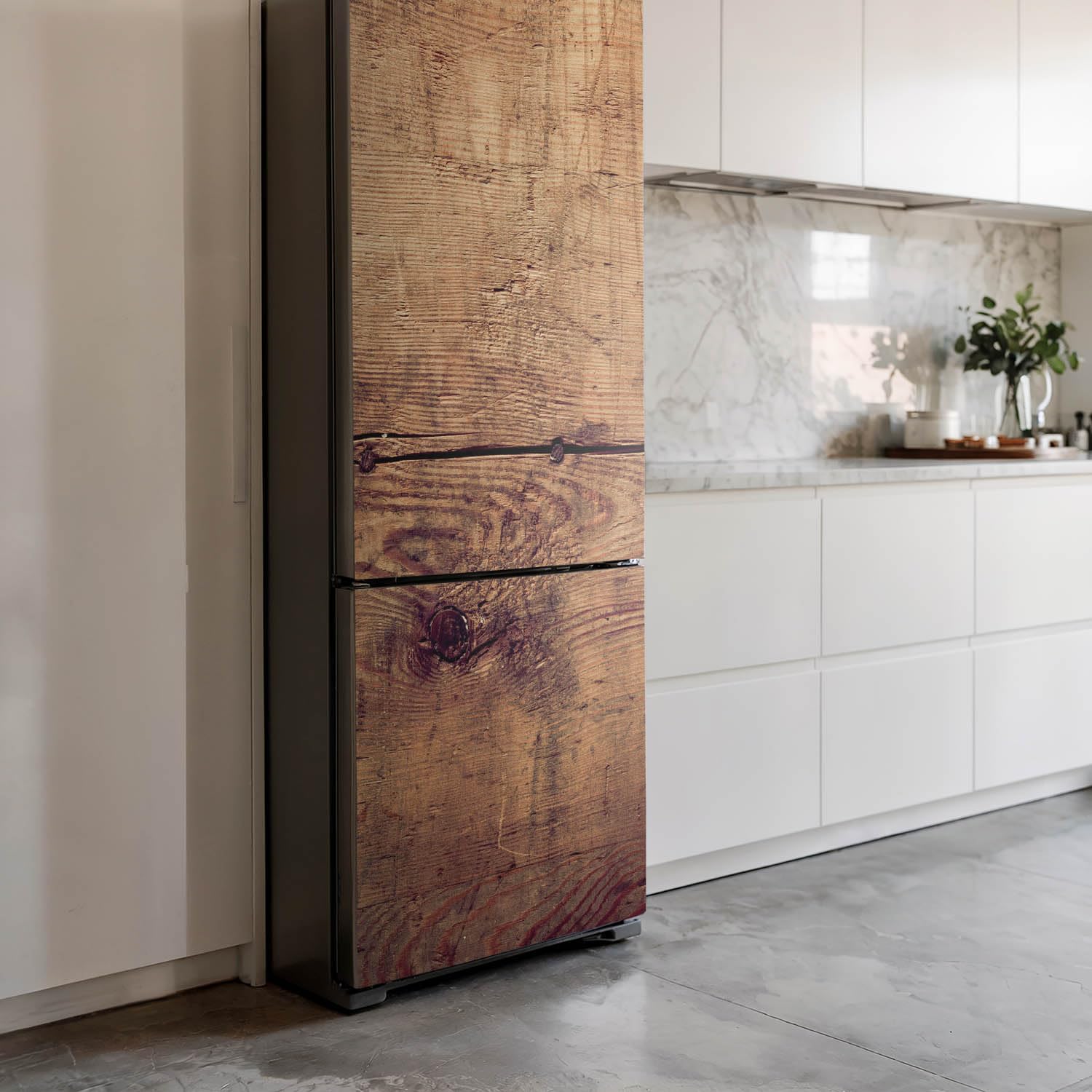 Aufkleber für den Kühlschrank 60x180 cm in vielen Designs Dekoration Selbstklebend Schutz vor Beschädigungen Kühlschrankfolie Matt Dekorfolie für Küche - Holzbrettstruktur