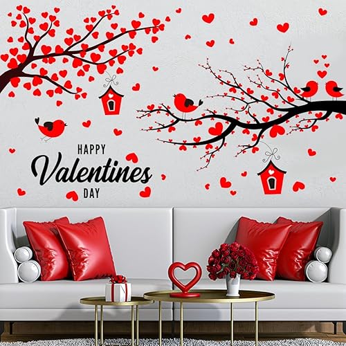 Miniatura 9 de Calcomanías de pared de 59.05 x 37.4 pulgadas, calcomanías de pared para el día de San Valentín, calcomanías de pared extraíbles de arco iris,