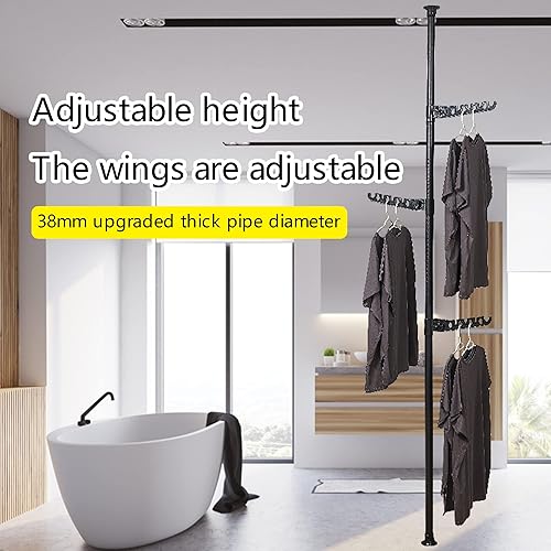 Miniatura 5 de VLIZO Estante de ropa ajustable estante de secado de ropa organizador de almacenamiento de barra de tensión de suelo a techo para interiorbalcón