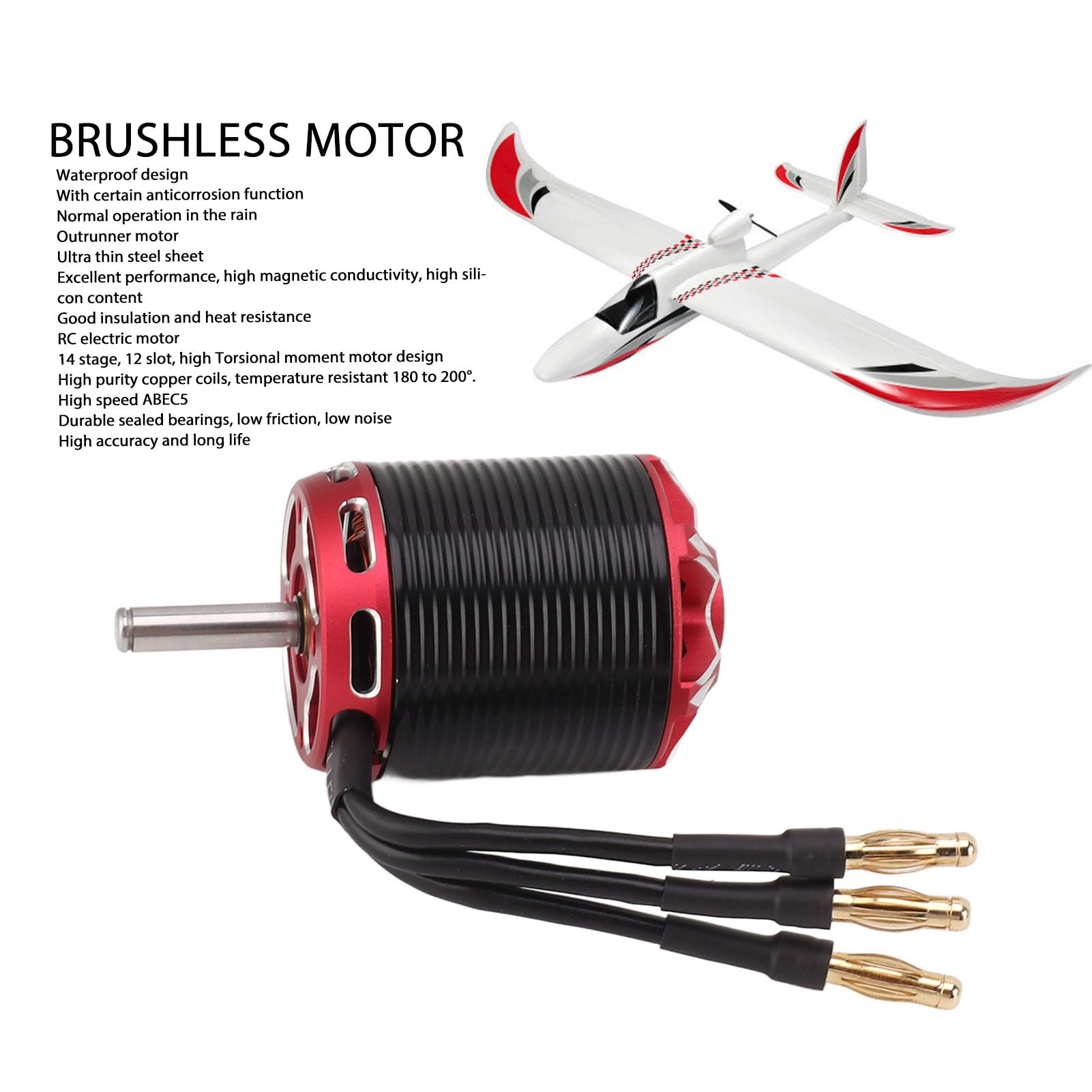 Motor Outrunner sin Escobillas C3548, Versión V2, Resistente Al Agua, 14 Etapas, 12 Ranuras, Motor Eléctrico RC, Motor de Ala Fija para Avión RC (1100KV)