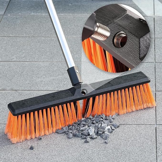 Heavy Duty Push Broom Garden Broom 18 inches for Deck Driveway Garage Yard Patio Concrete Wood Stone Floor Cleaning