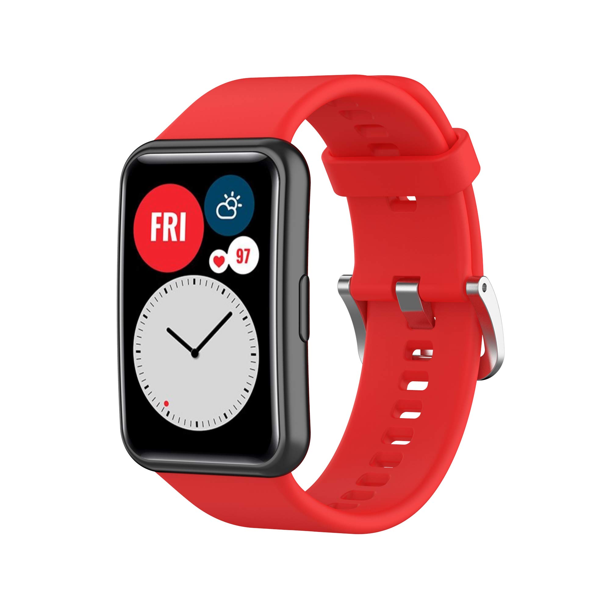 Confezione da 3 cinturini di ricambio compatibili con Huawei Watch Fit Smartwatch, cinturino regolabile in silicone per orologio da uomo e donna (rosso, verde, arancione)