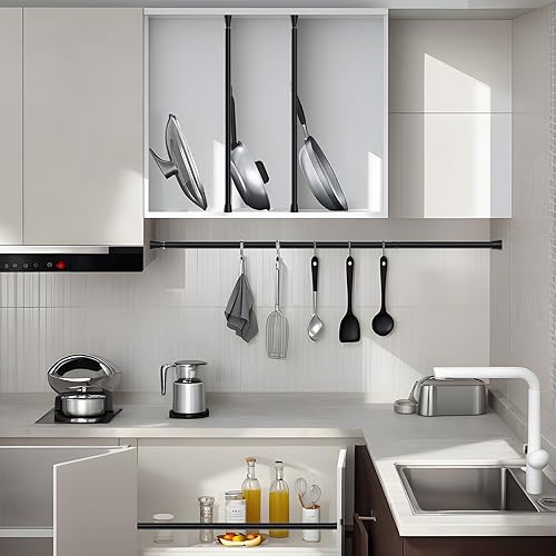 Miniatura 6 de Barra de cortina de ducha ajustable de 33 a 59 pulgadas, barra de cortina de ducha negra, barra de cortina de tensión expansible, barra de cortina