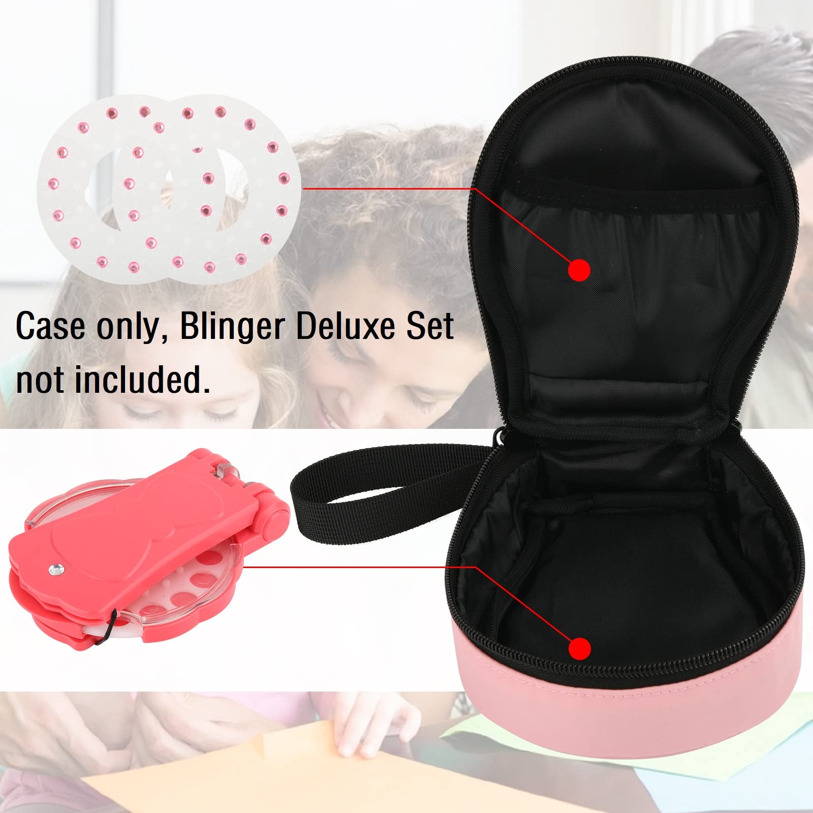 Beautyflier Cute Carry Case Compatible with Blinger Ultimate Set, Protective Carrying Storage Holds Glam Styling Tool Gems, Case Only (Pink)