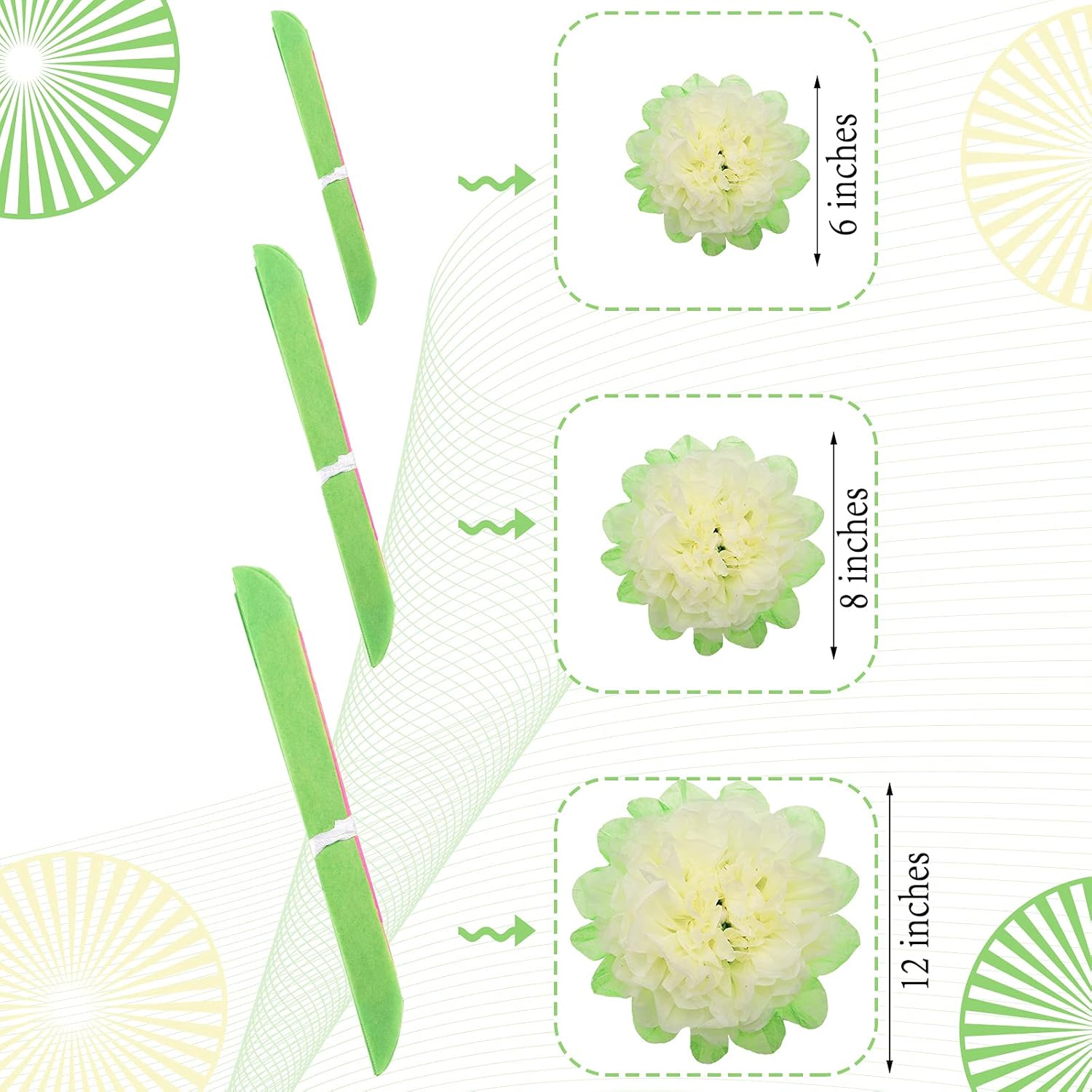 WILLBOND 18 Pcs Large Mexican Paper Flowers Hispanic Heritage Month Colorful Fiesta Tissue Paper Flowers Pom Flower Backdrop for Floral Party Classroom Hispanic Heritage Month Craft(Warm Colors) - Image 2