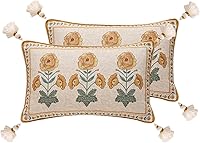 Vista 36 de patdrea Fundas de almohada de diseño floral vintage para sofá, fundas de almohada de lino marrón amarillo con patrón de pájaro y rosa, cojín