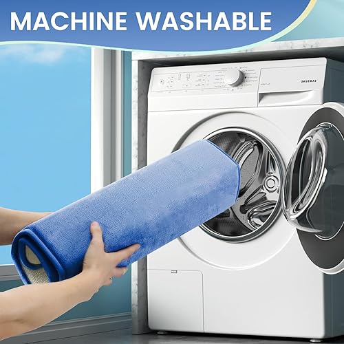 Miniatura 9 de BSAOUTZ Juego de 3 tapetes de baño de espuma viscoelástica, color azul, antideslizantes, absorbentes, lavables, para baño, ducha, bañera