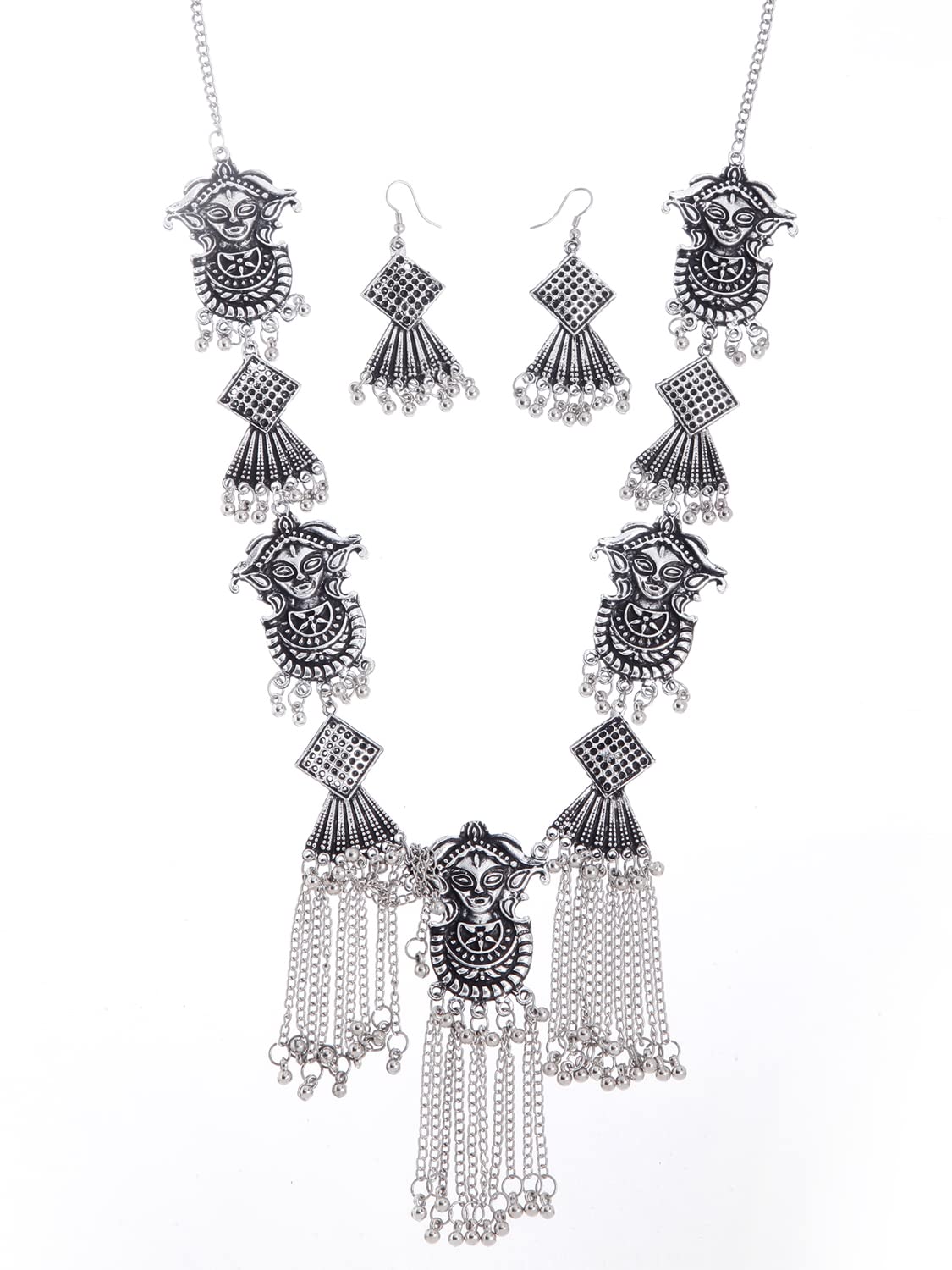 Shining Diva Fashion Latest Stylish Traditional Oxidised Silver Necklace Jewellery Set for Women (13166s) (B0B15GXGKQ) Amazon Price History, Amazon Price Tracker