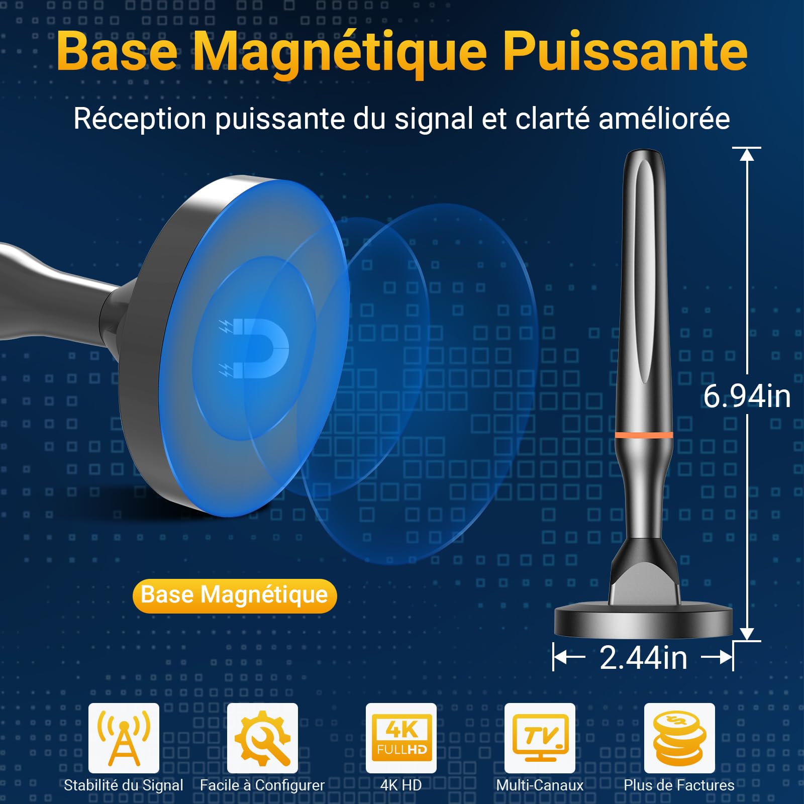 Antena de TV Interior Potente TNT 2026, Antena HDTV Digital con Alcance de Recepción 80 KM con amplificador, Soporta 4K 1080p Todos los televisores antiguos e inteligentes