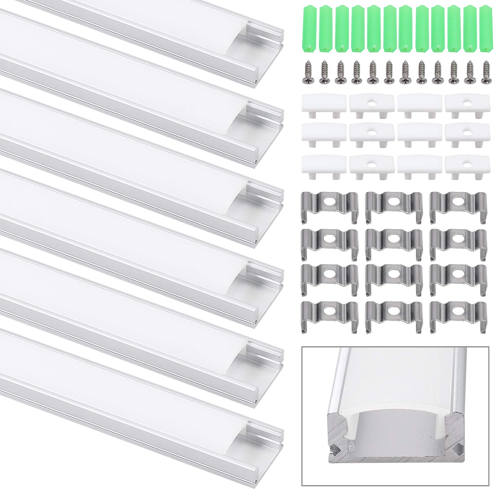 a-chan　1207 Amazon.com: Justech 6PCs 3.3ft U Shape LED Aluminum Channel System