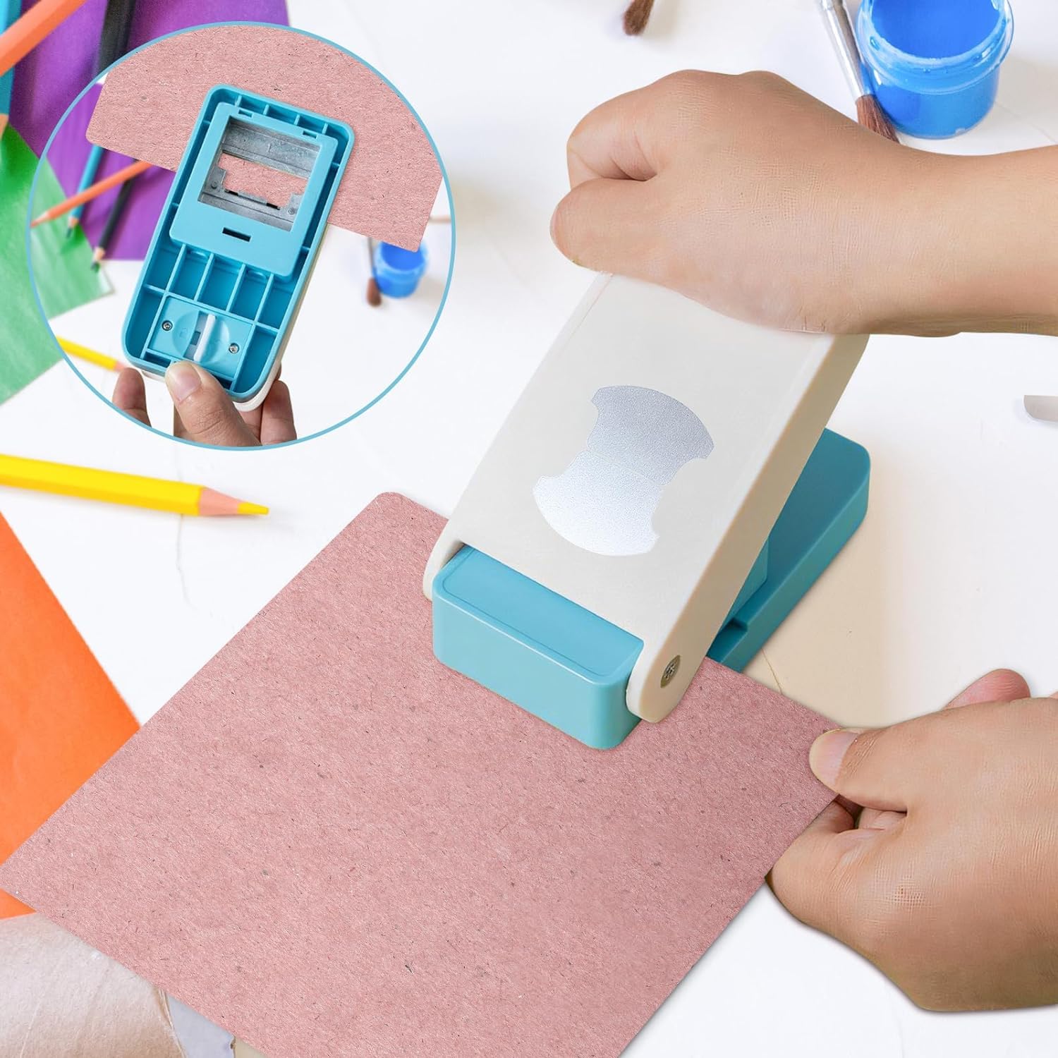 We R Memory Keepers Tab Paper Punch, Blue, with Sticker Sheets, Create Custom DIY Tabs, Easy to Use, Organize Files, Planners, Journals, Notebooks