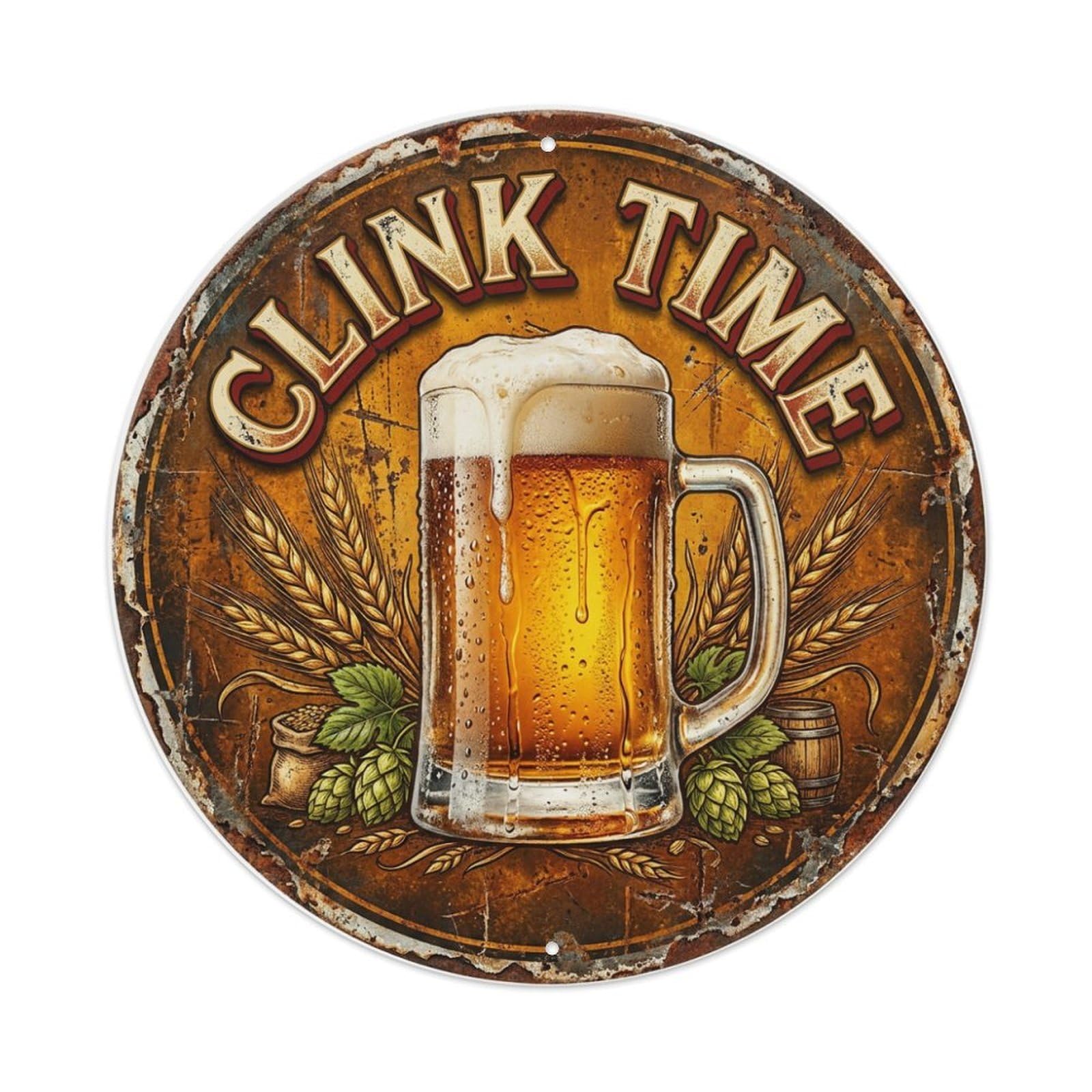 Fyrn Style Metal Tin Sign Vintage Beer Breweriana Clink Time Retro Bar For Pub